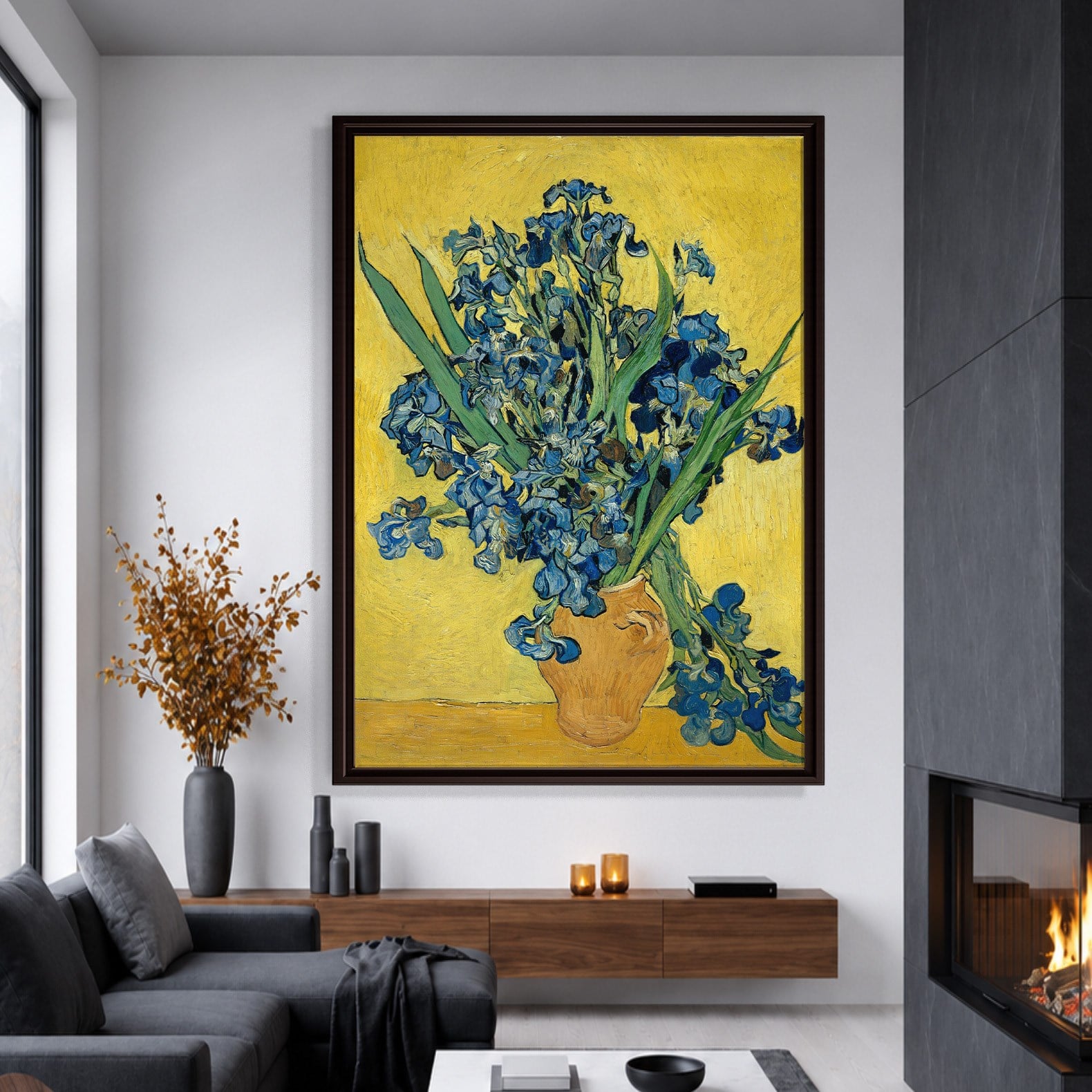 Sarı Vazoda Süsenler Kanvas Tablo – Vincent van Gogh Çiçek Natürmort Fine Art Baskısı