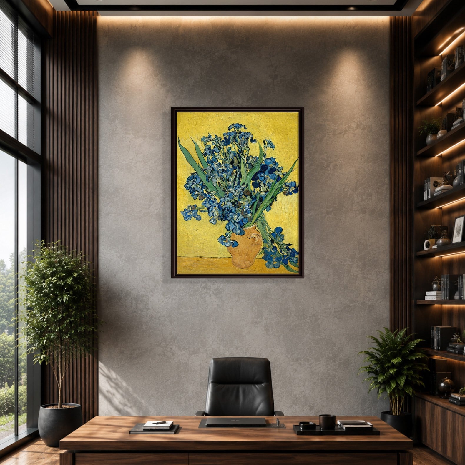 Sarı Vazoda Süsenler Kanvas Tablo – Vincent van Gogh Çiçek Natürmort Fine Art Baskısı
