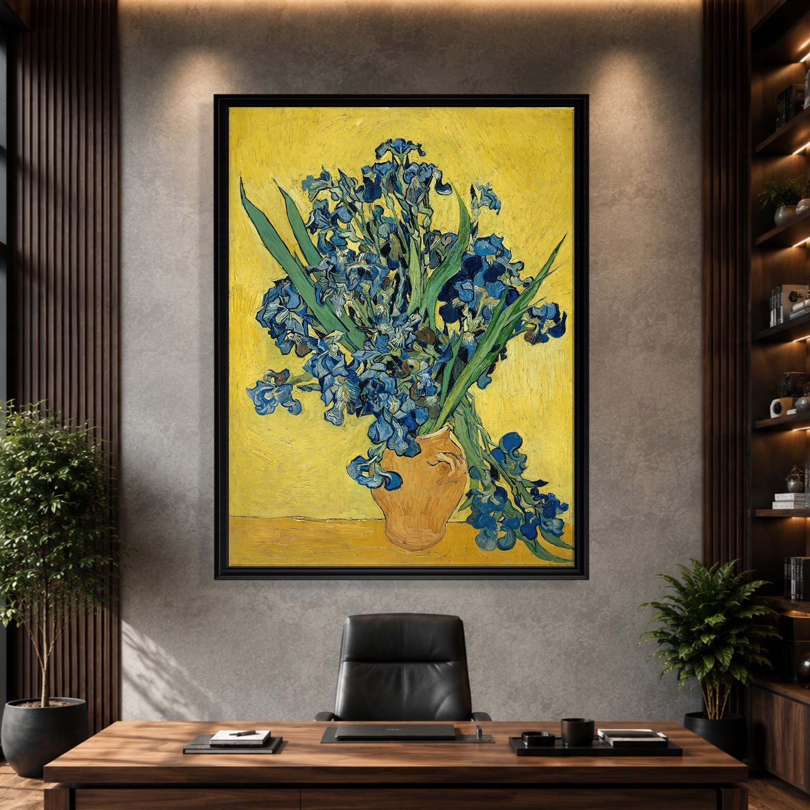 Sarı Vazoda Süsenler Kanvas Tablo – Vincent van Gogh Çiçek Natürmort Fine Art Baskısı