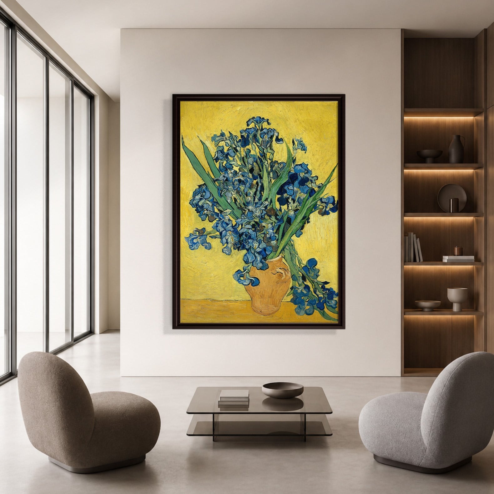 Sarı Vazoda Süsenler Kanvas Tablo – Vincent van Gogh Çiçek Natürmort Fine Art Baskısı
