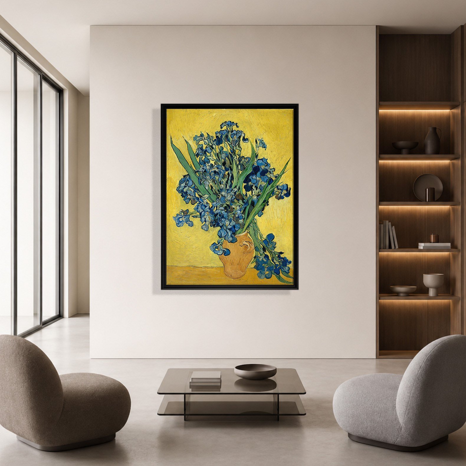 Sarı Vazoda Süsenler Kanvas Tablo – Vincent van Gogh Çiçek Natürmort Fine Art Baskısı