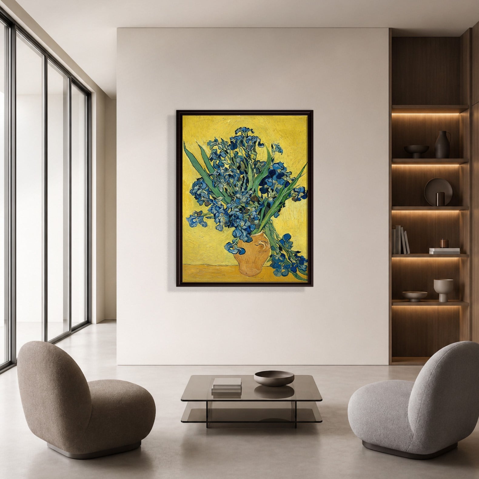 Sarı Vazoda Süsenler Kanvas Tablo – Vincent van Gogh Çiçek Natürmort Fine Art Baskısı