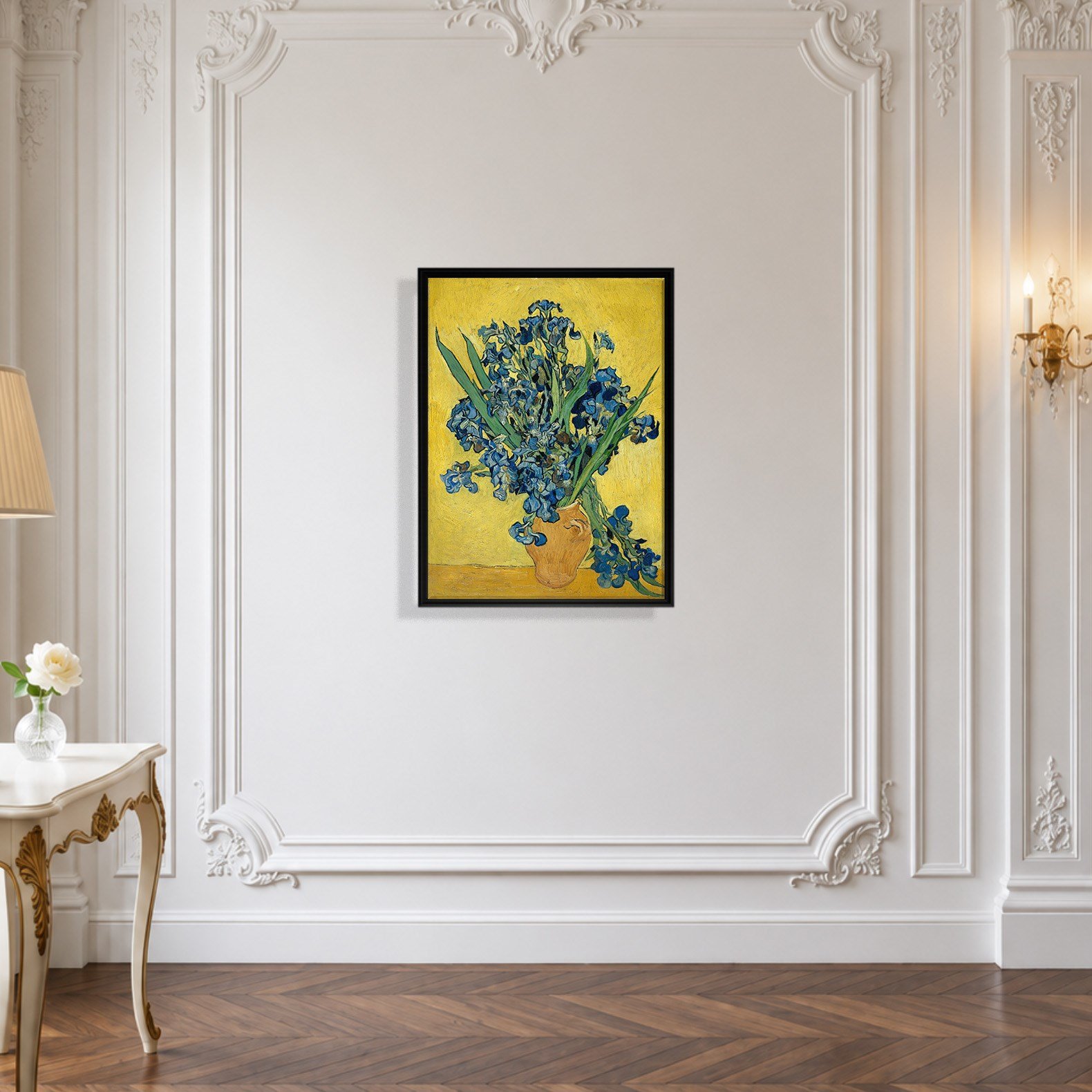 Sarı Vazoda Süsenler Kanvas Tablo – Vincent van Gogh Çiçek Natürmort Fine Art Baskısı