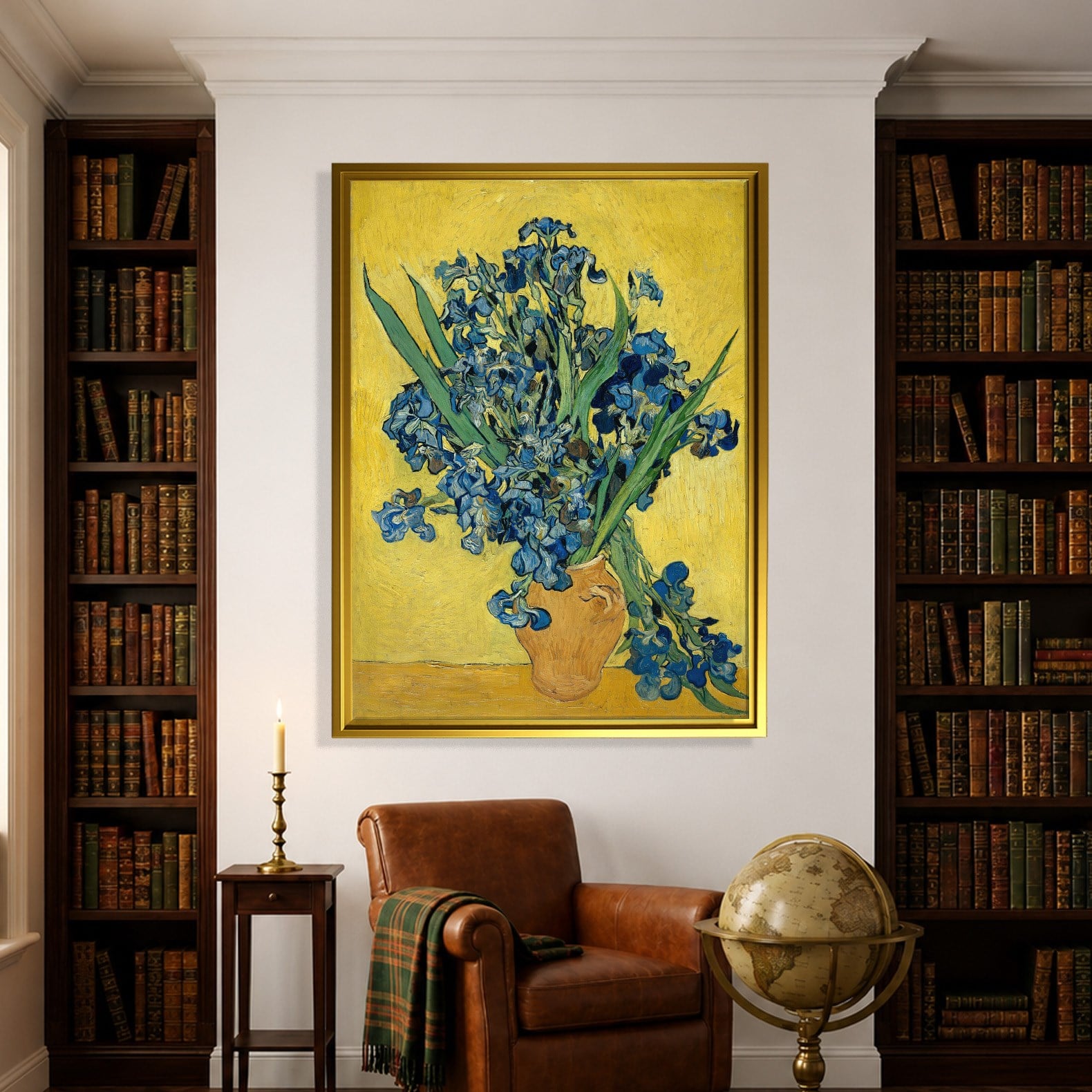 Sarı Vazoda Süsenler Kanvas Tablo – Vincent van Gogh Çiçek Natürmort Fine Art Baskısı
