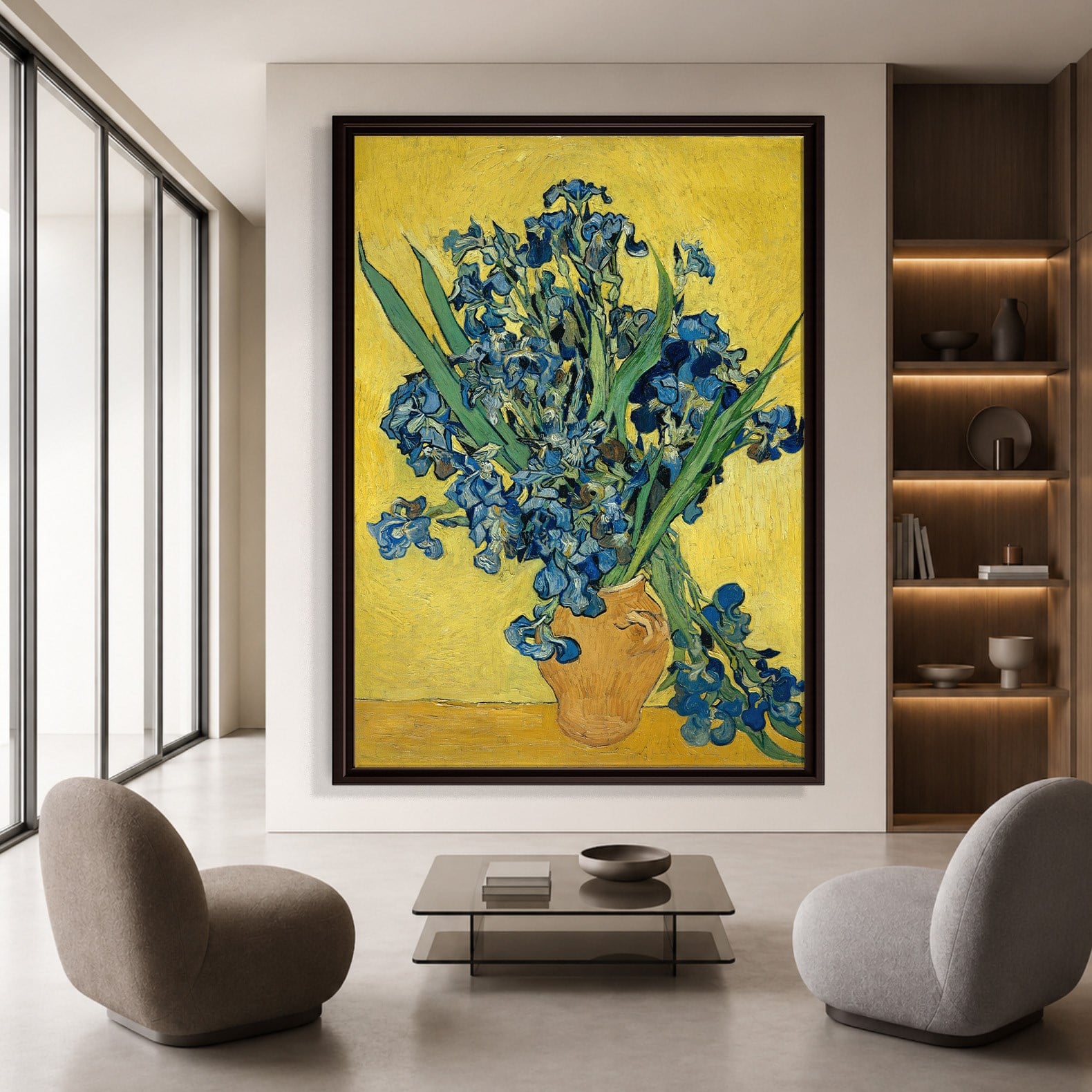 Sarı Vazoda Süsenler Kanvas Tablo – Vincent van Gogh Çiçek Natürmort Fine Art Baskısı