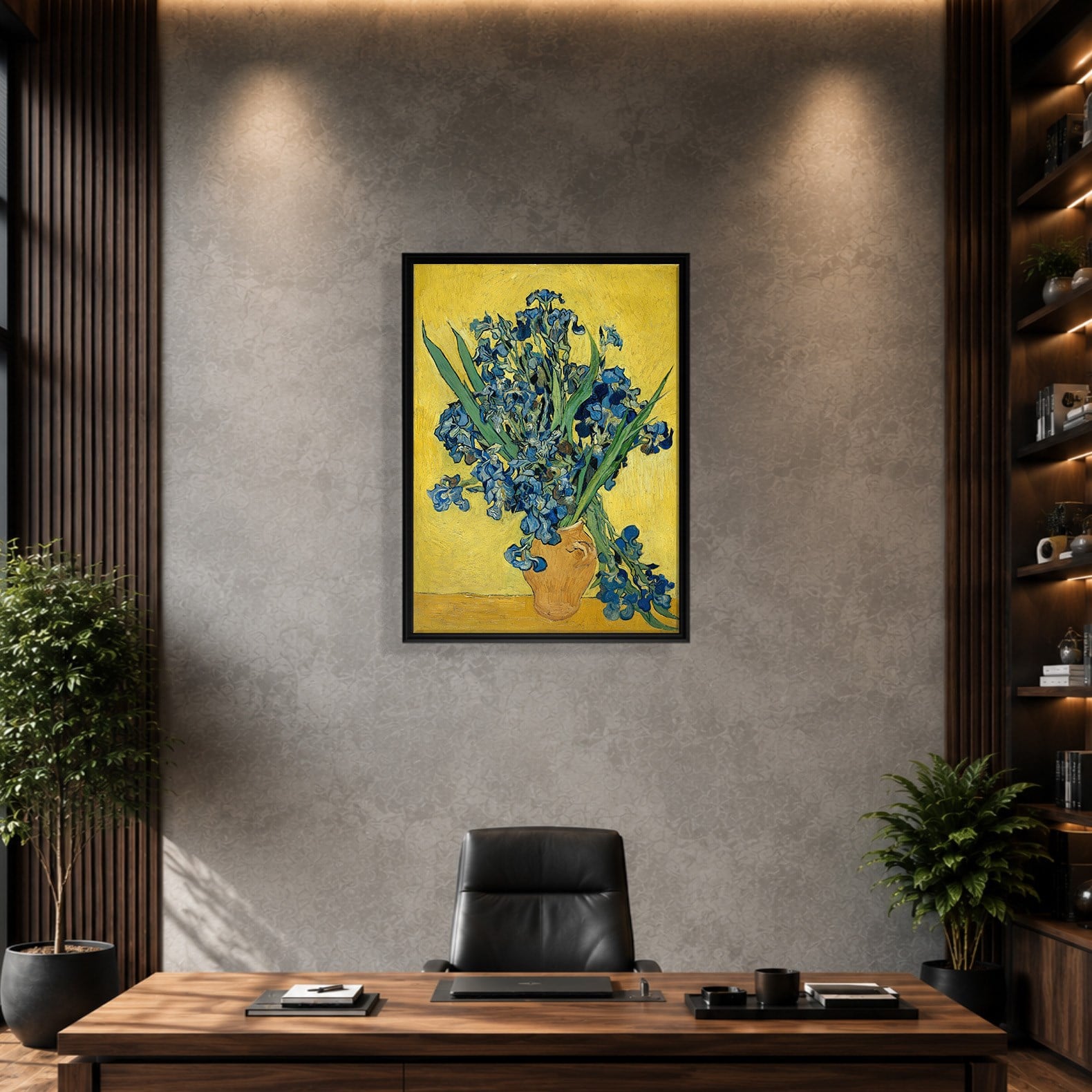 Sarı Vazoda Süsenler Kanvas Tablo – Vincent van Gogh Çiçek Natürmort Fine Art Baskısı