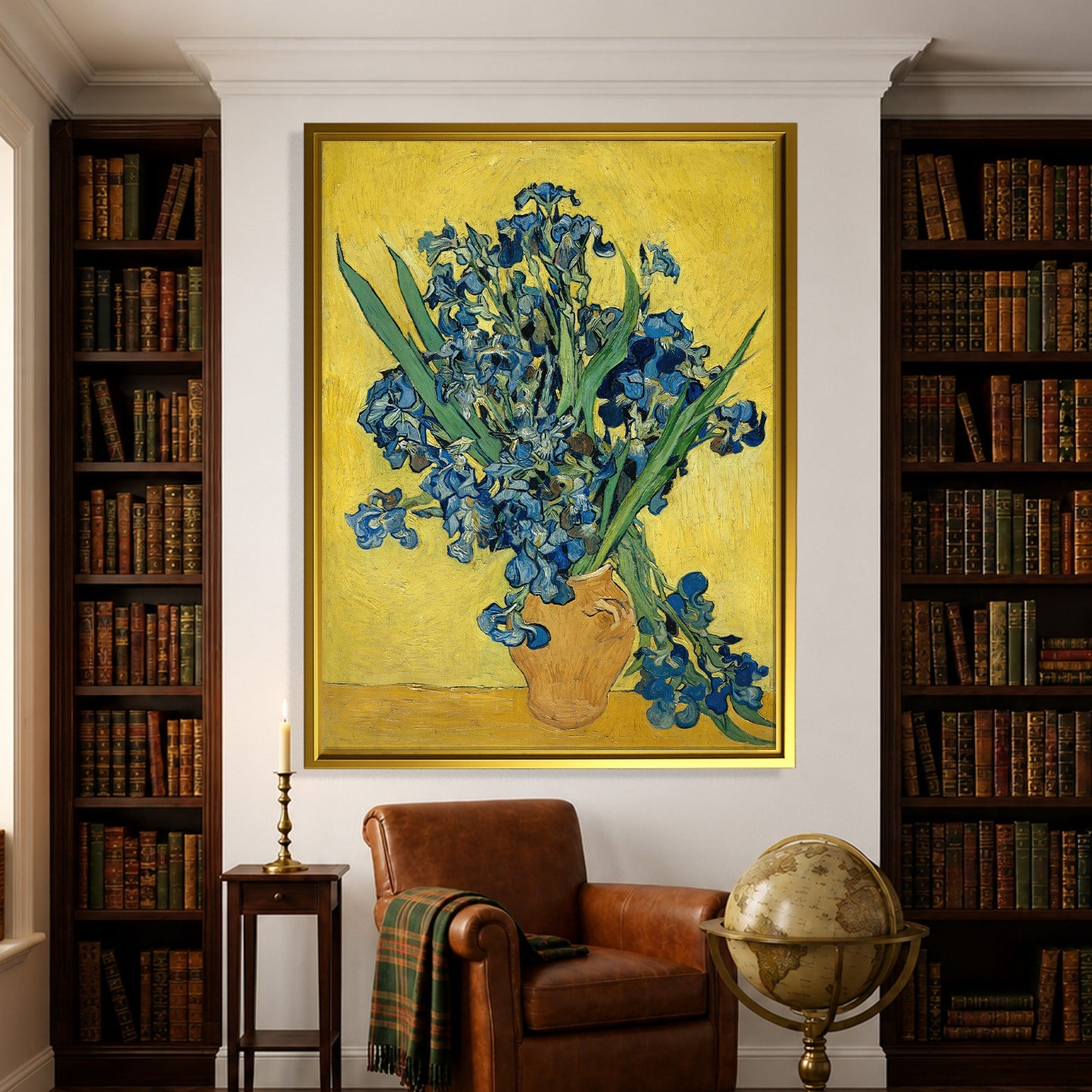 Sarı Vazoda Süsenler Kanvas Tablo – Vincent van Gogh Çiçek Natürmort Fine Art Baskısı