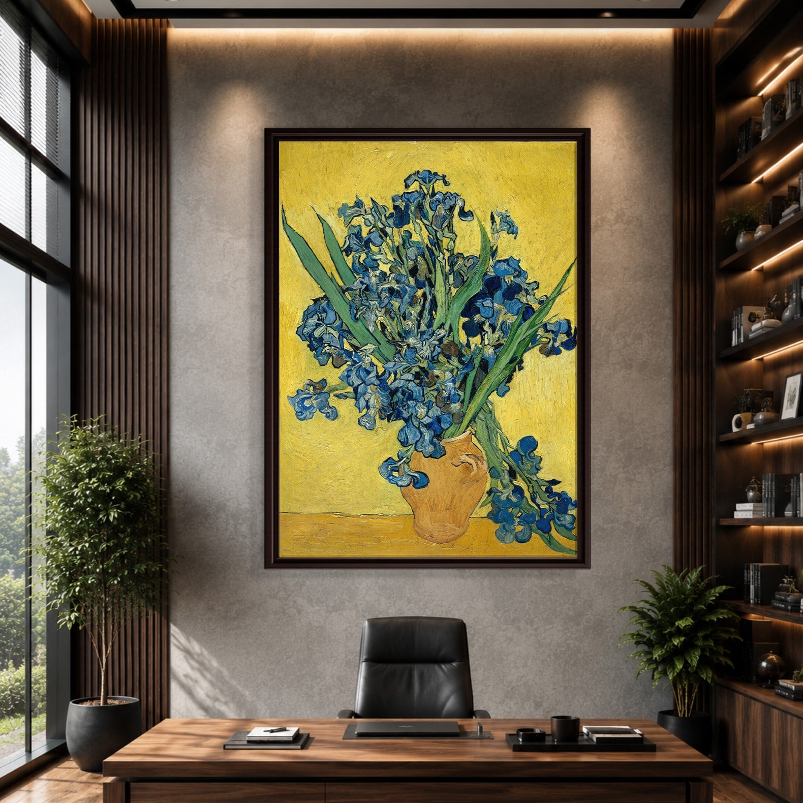 Sarı Vazoda Süsenler Kanvas Tablo – Vincent van Gogh Çiçek Natürmort Fine Art Baskısı