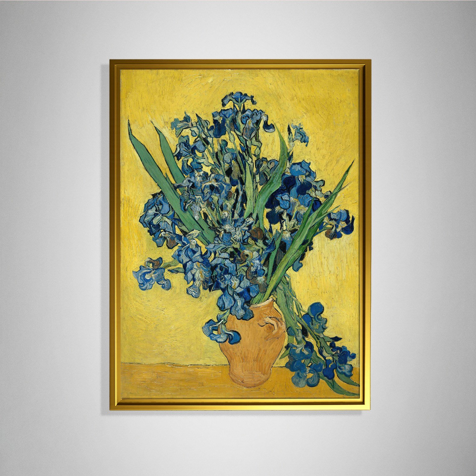 Sarı Vazoda Süsenler Kanvas Tablo – Vincent van Gogh Çiçek Natürmort Fine Art Baskısı