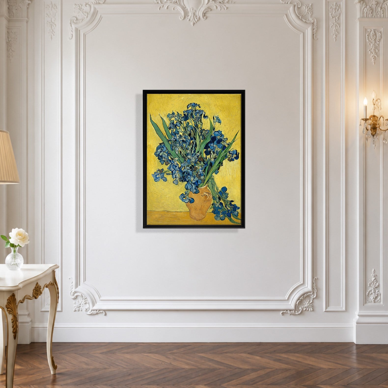 Sarı Vazoda Süsenler Kanvas Tablo – Vincent van Gogh Çiçek Natürmort Fine Art Baskısı
