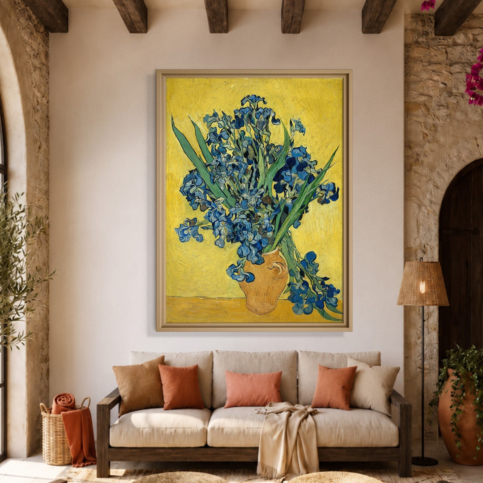 Sarı Vazoda Süsenler Kanvas Tablo – Vincent van Gogh Çiçek Natürmort Fine Art Baskısı