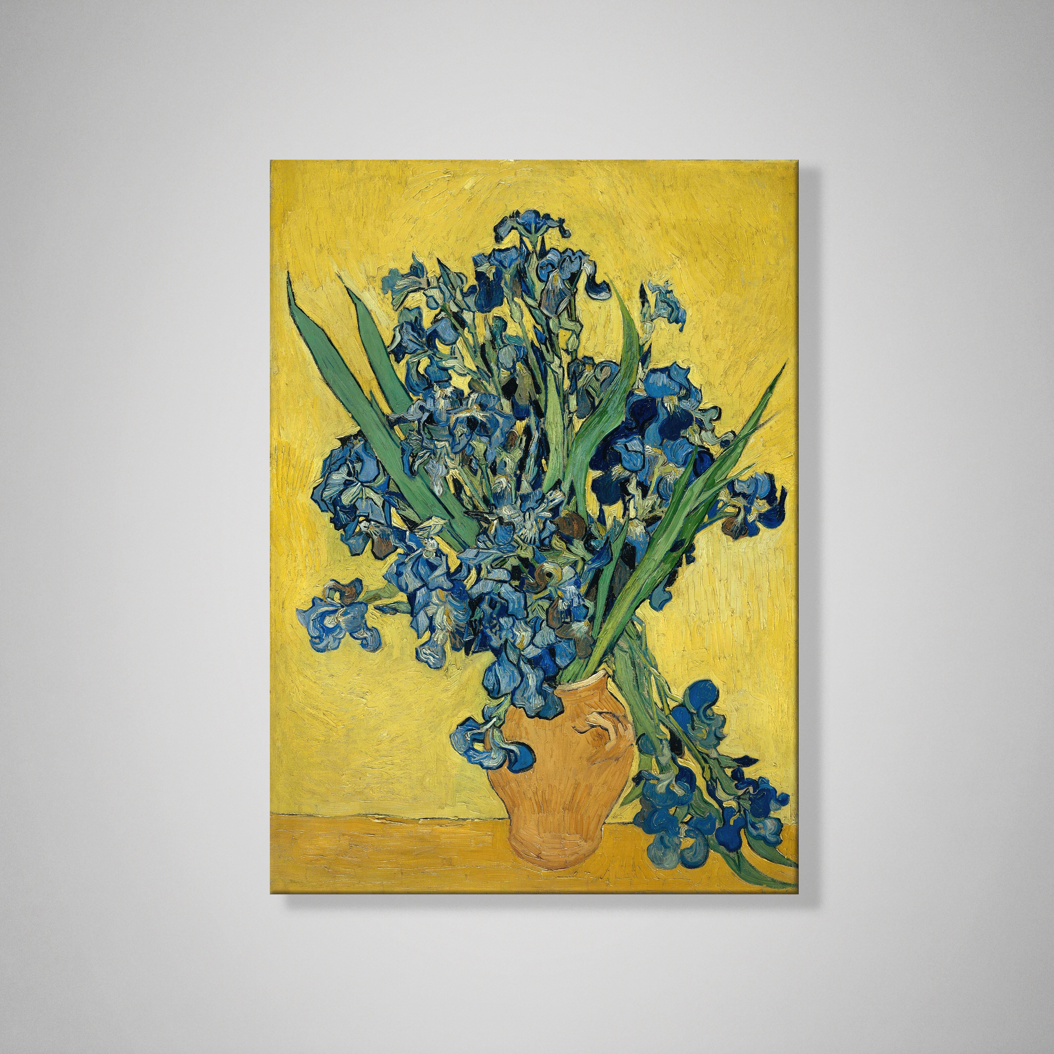 Sarı Vazoda Süsenler Kanvas Tablo – Vincent van Gogh Çiçek Natürmort Fine Art Baskısı