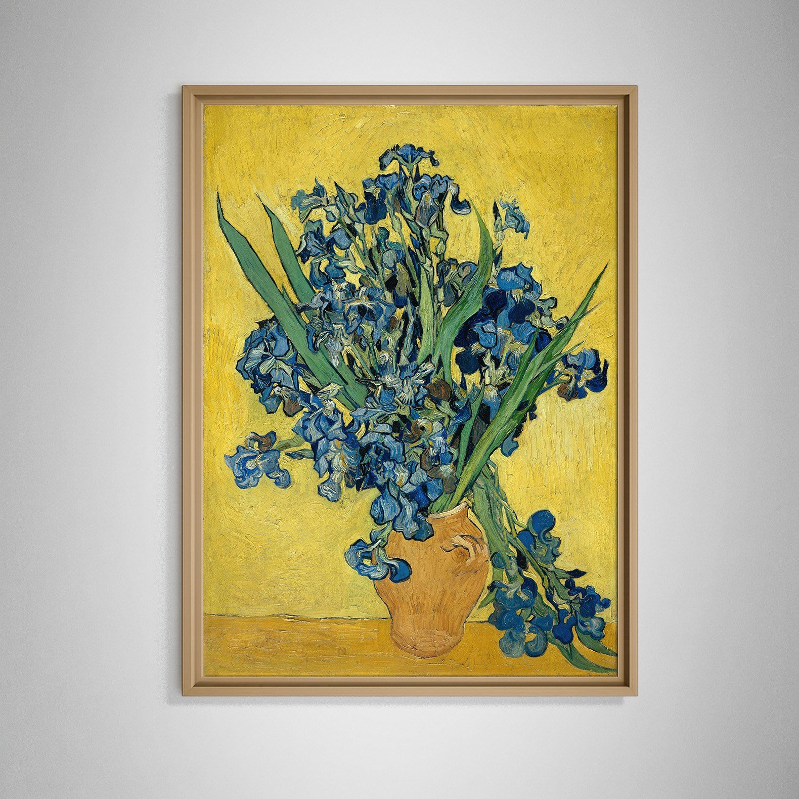 Sarı Vazoda Süsenler Kanvas Tablo – Vincent van Gogh Çiçek Natürmort Fine Art Baskısı
