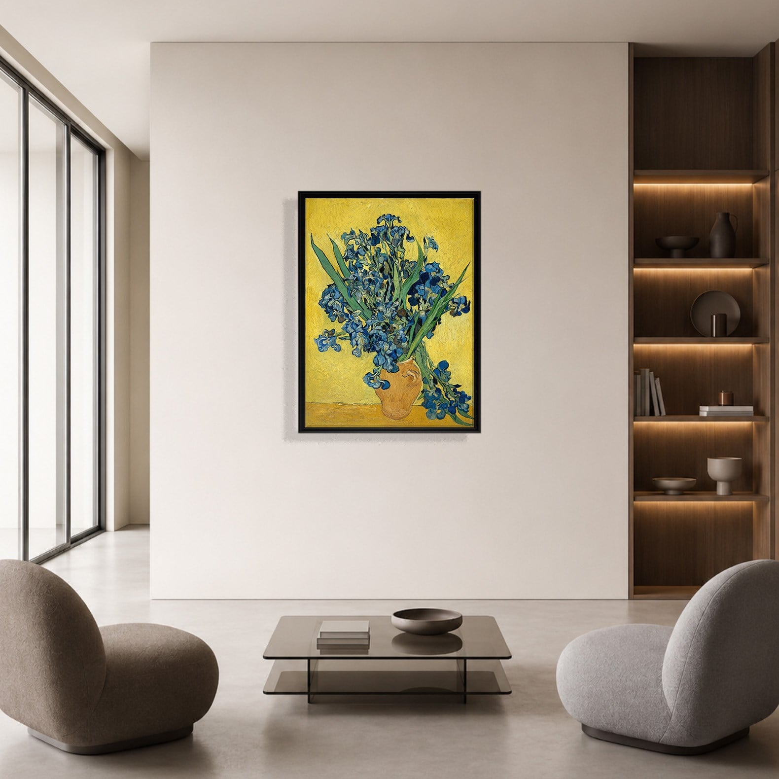Sarı Vazoda Süsenler Kanvas Tablo – Vincent van Gogh Çiçek Natürmort Fine Art Baskısı