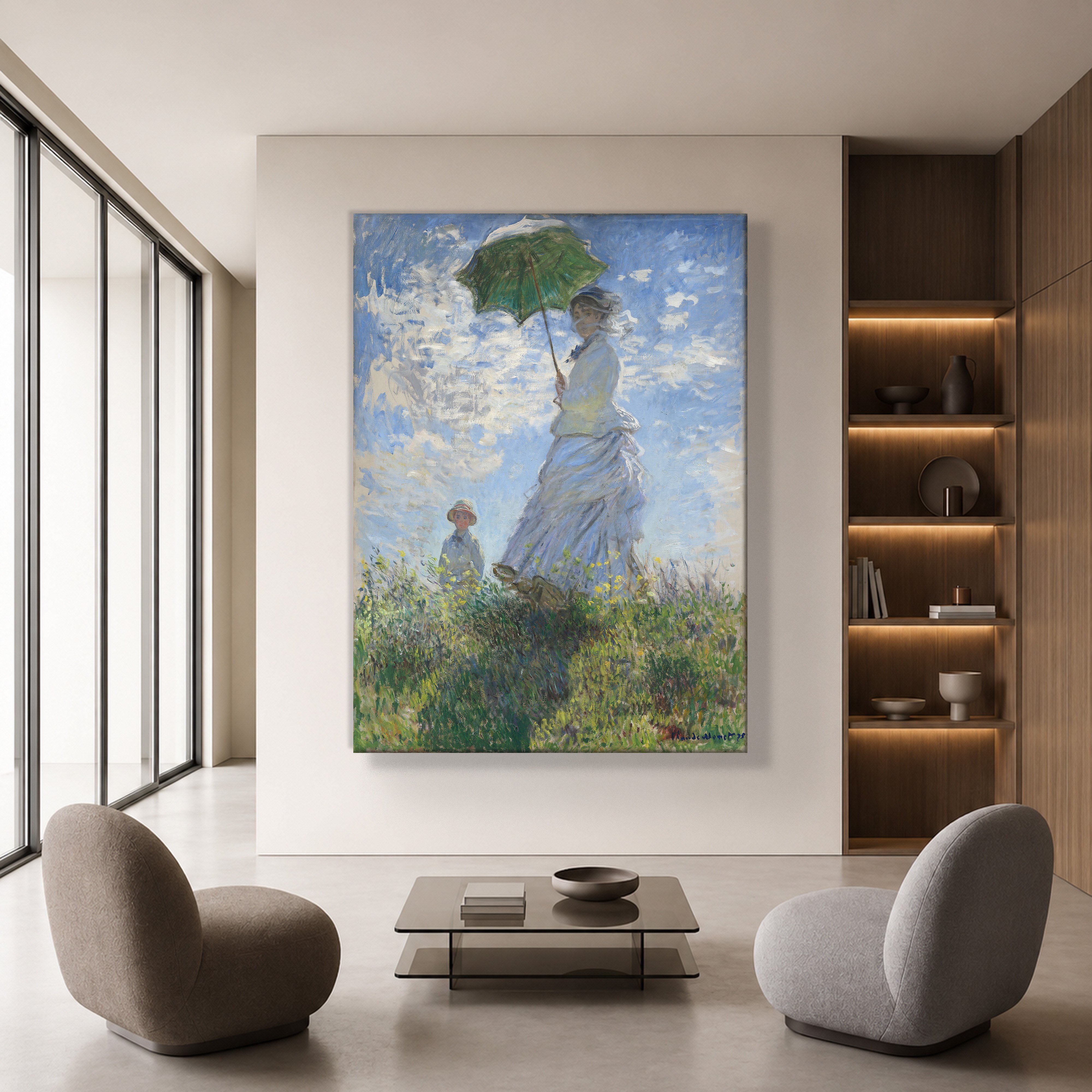 Şemsiyeli Kadın Kanvas Tablo – Claude Monet Woman with a Parasol Empresyonist Sanat Eseri