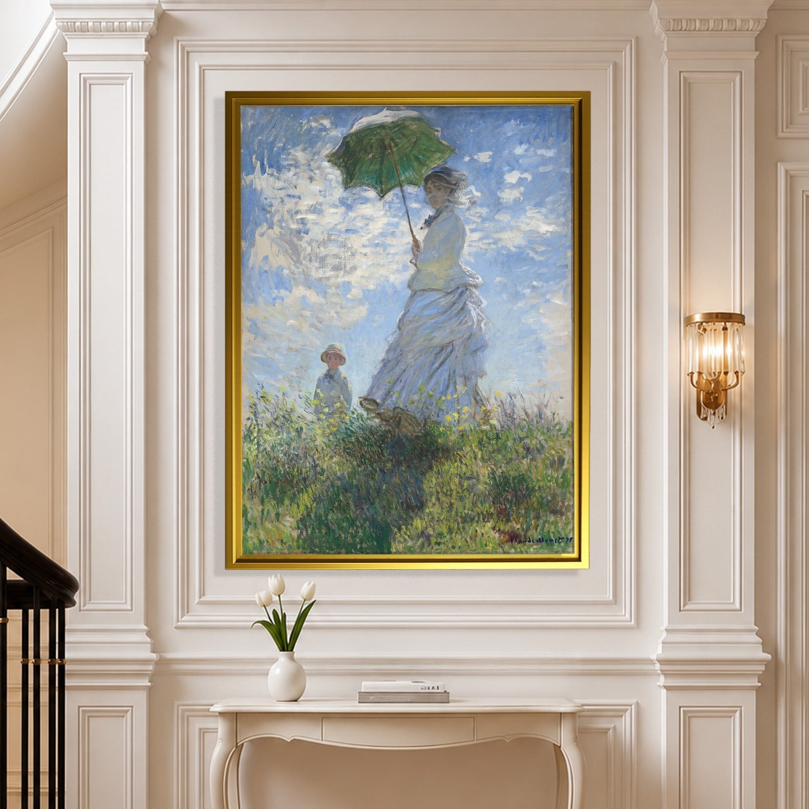 Şemsiyeli Kadın Kanvas Tablo – Claude Monet Woman with a Parasol Empresyonist Sanat Eseri
