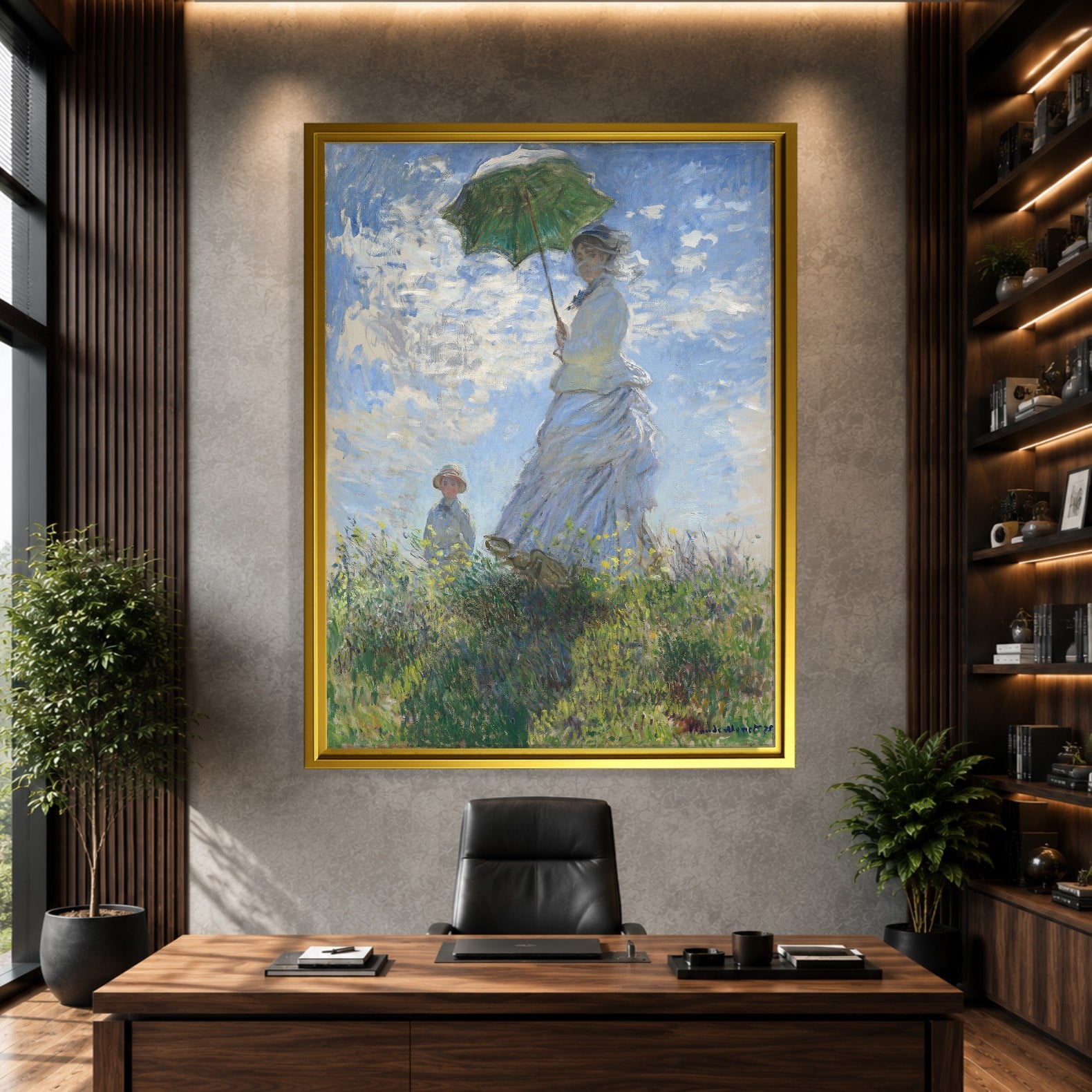 Şemsiyeli Kadın Kanvas Tablo – Claude Monet Woman with a Parasol Empresyonist Sanat Eseri
