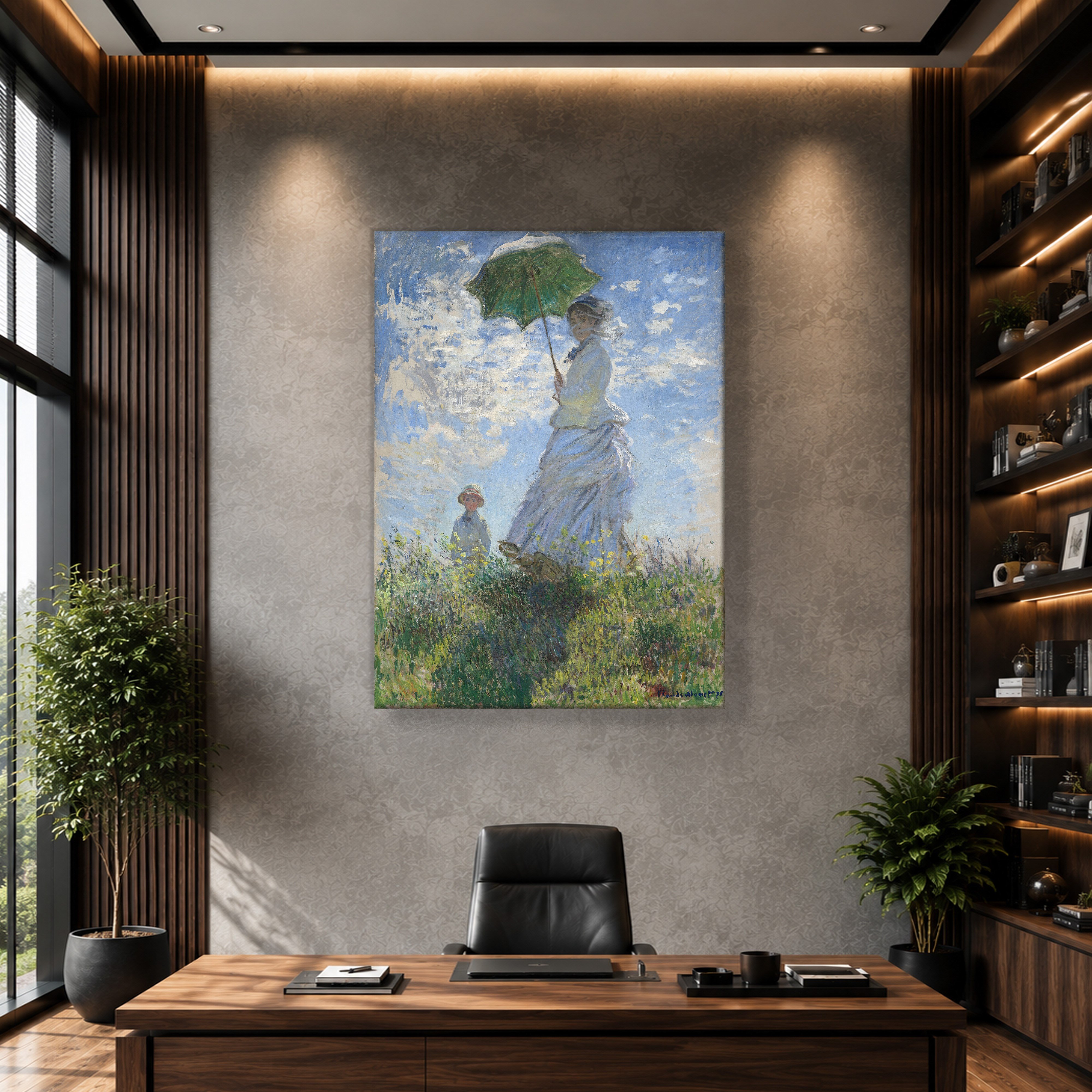 Şemsiyeli Kadın Kanvas Tablo – Claude Monet Woman with a Parasol Empresyonist Sanat Eseri