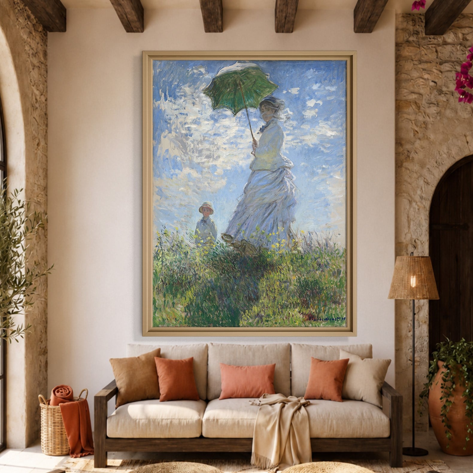 Şemsiyeli Kadın Kanvas Tablo – Claude Monet Woman with a Parasol Empresyonist Sanat Eseri