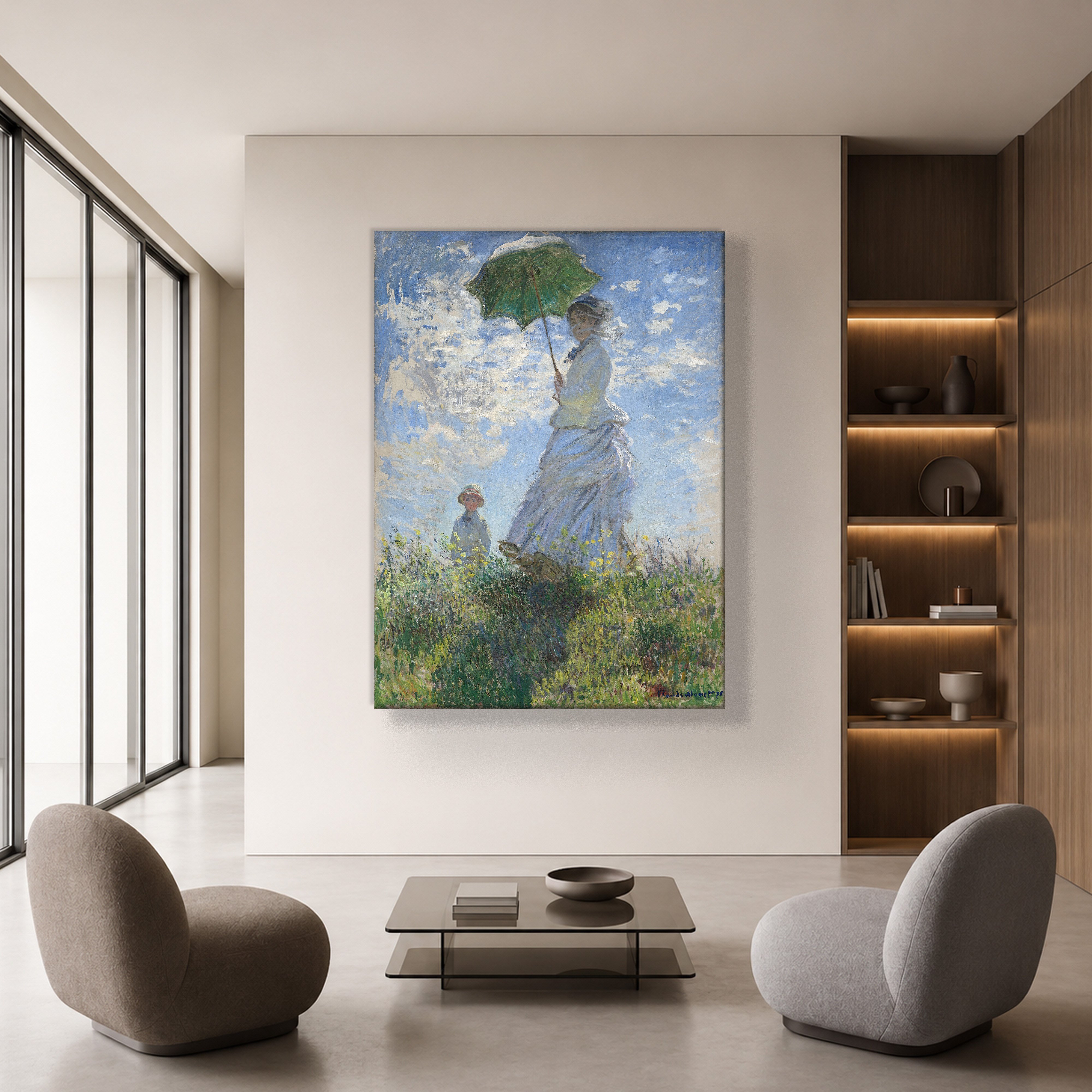 Şemsiyeli Kadın Kanvas Tablo – Claude Monet Woman with a Parasol Empresyonist Sanat Eseri