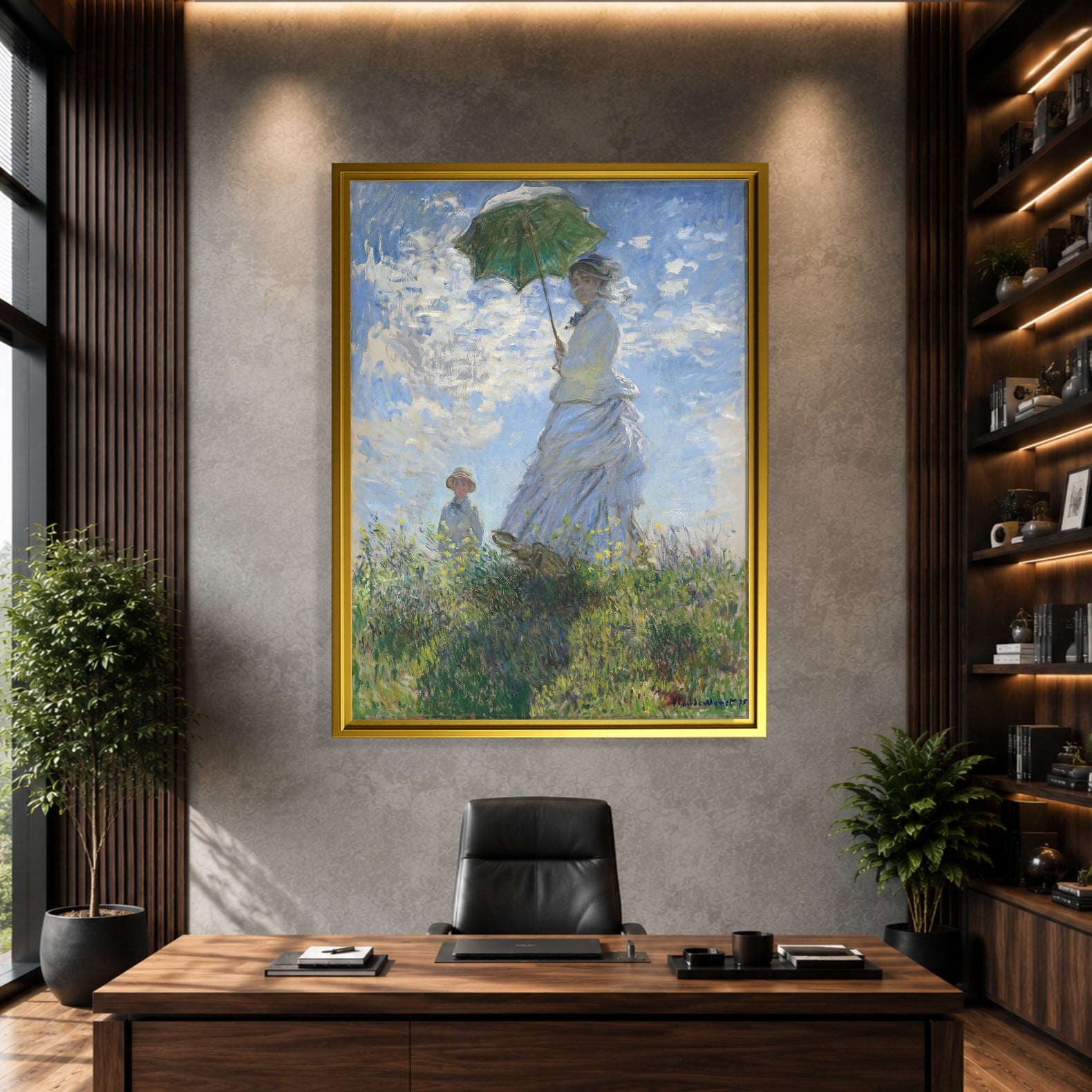 Şemsiyeli Kadın Kanvas Tablo – Claude Monet Woman with a Parasol Empresyonist Sanat Eseri