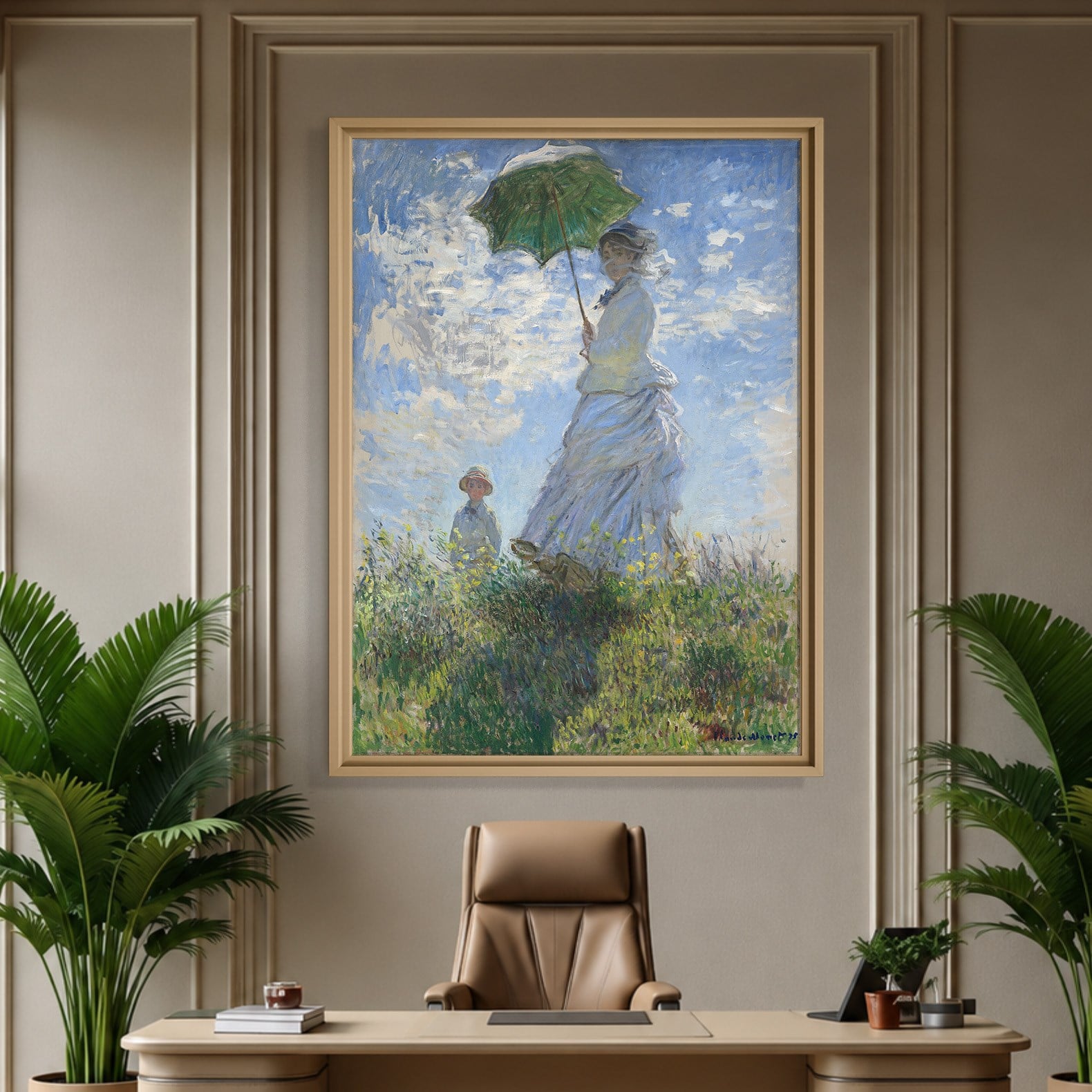 Şemsiyeli Kadın Kanvas Tablo – Claude Monet Woman with a Parasol Empresyonist Sanat Eseri