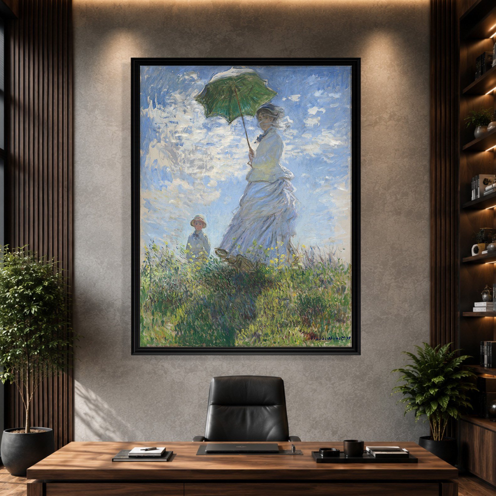 Şemsiyeli Kadın Kanvas Tablo – Claude Monet Woman with a Parasol Empresyonist Sanat Eseri