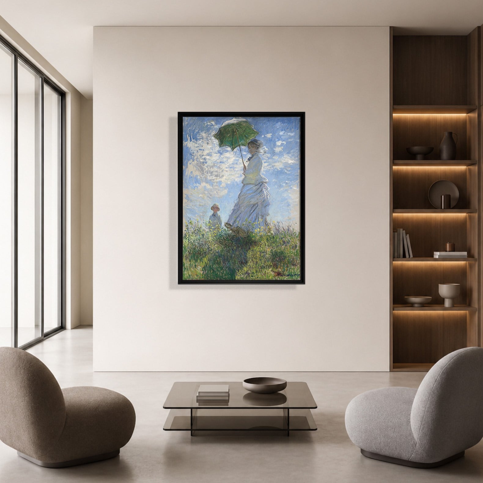 Şemsiyeli Kadın Kanvas Tablo – Claude Monet Woman with a Parasol Empresyonist Sanat Eseri