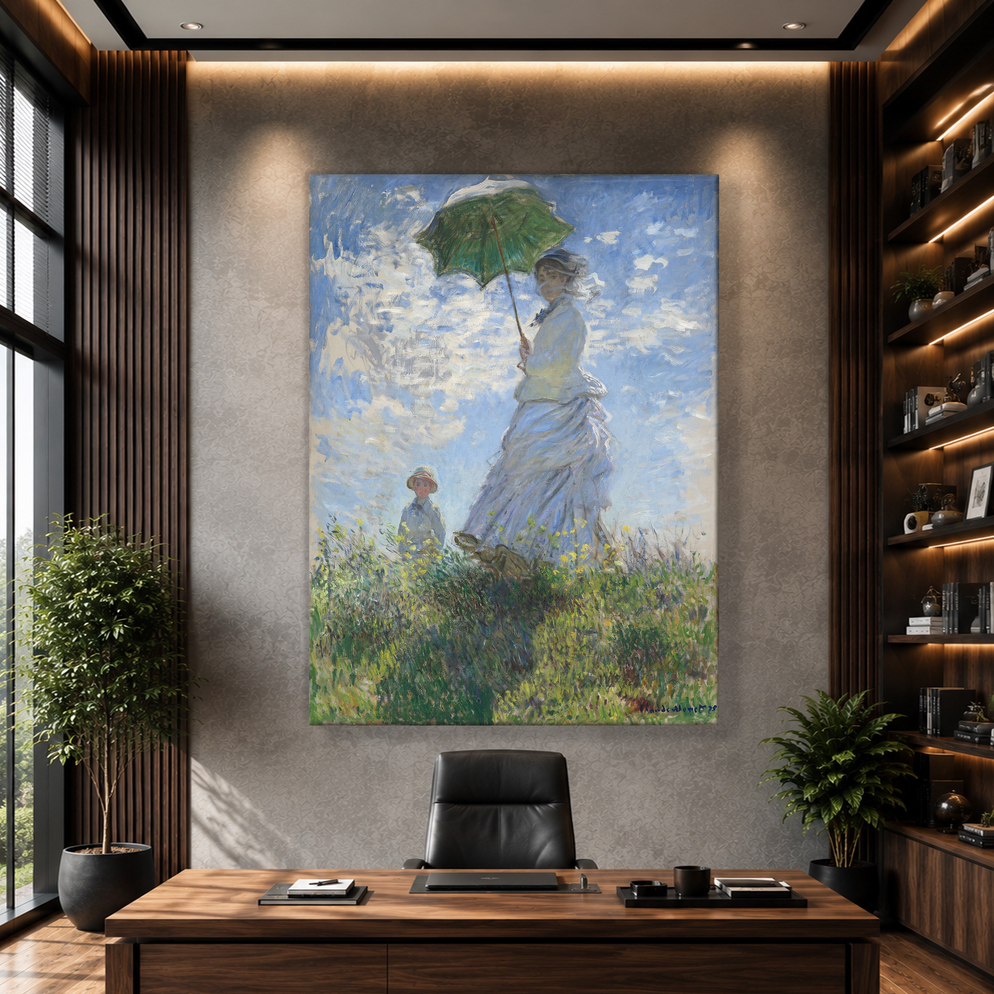Şemsiyeli Kadın Kanvas Tablo – Claude Monet Woman with a Parasol Empresyonist Sanat Eseri