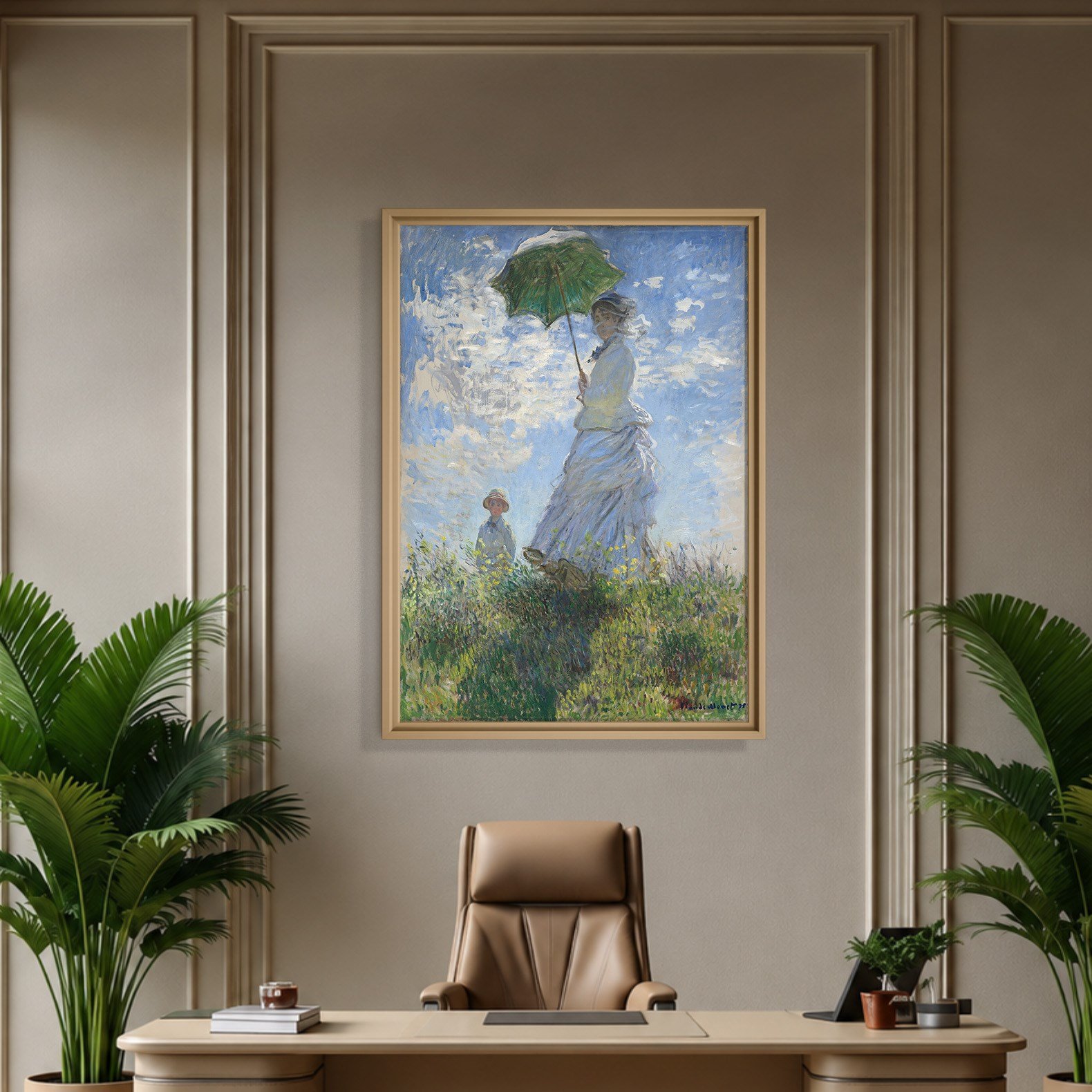 Şemsiyeli Kadın Kanvas Tablo – Claude Monet Woman with a Parasol Empresyonist Sanat Eseri