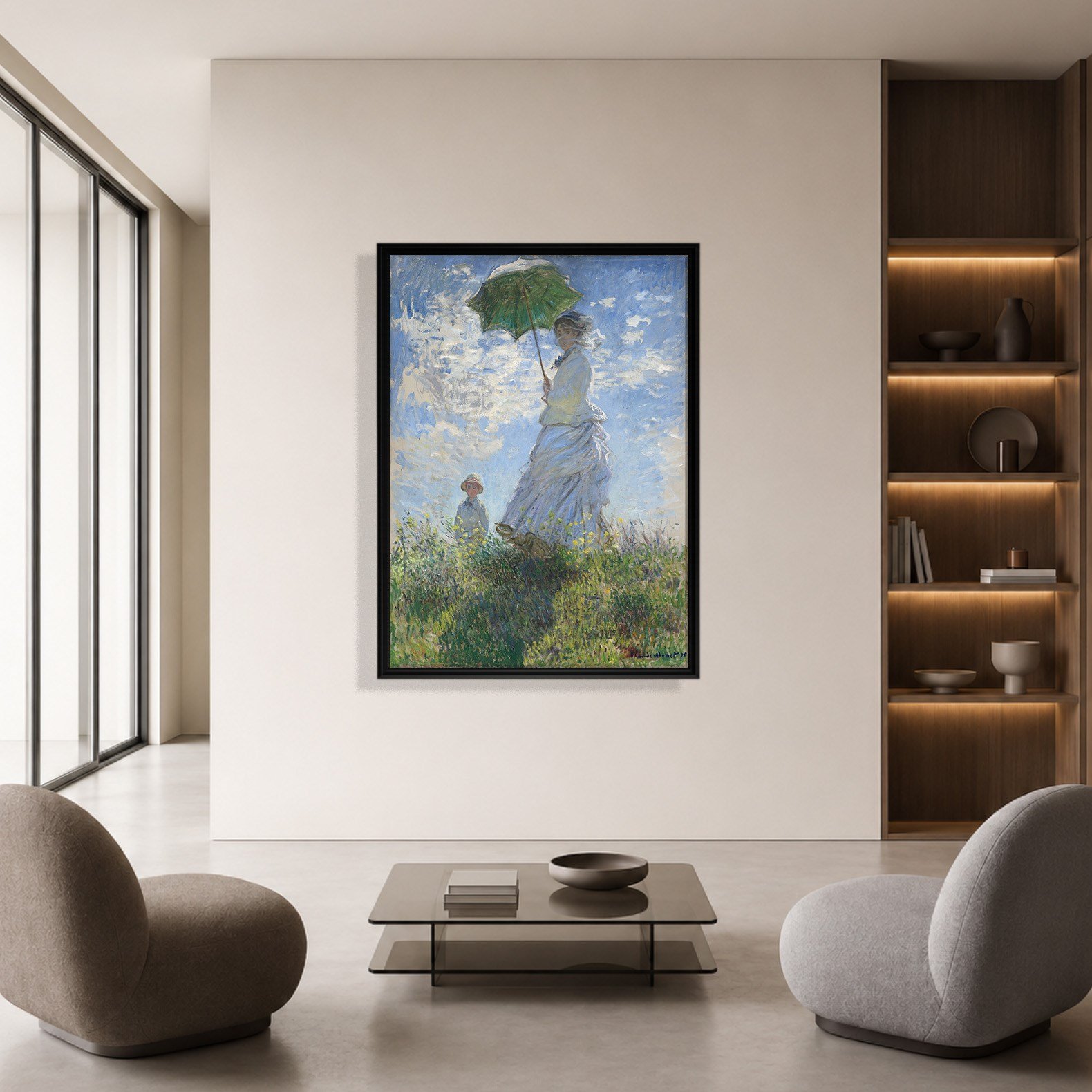 Şemsiyeli Kadın Kanvas Tablo – Claude Monet Woman with a Parasol Empresyonist Sanat Eseri