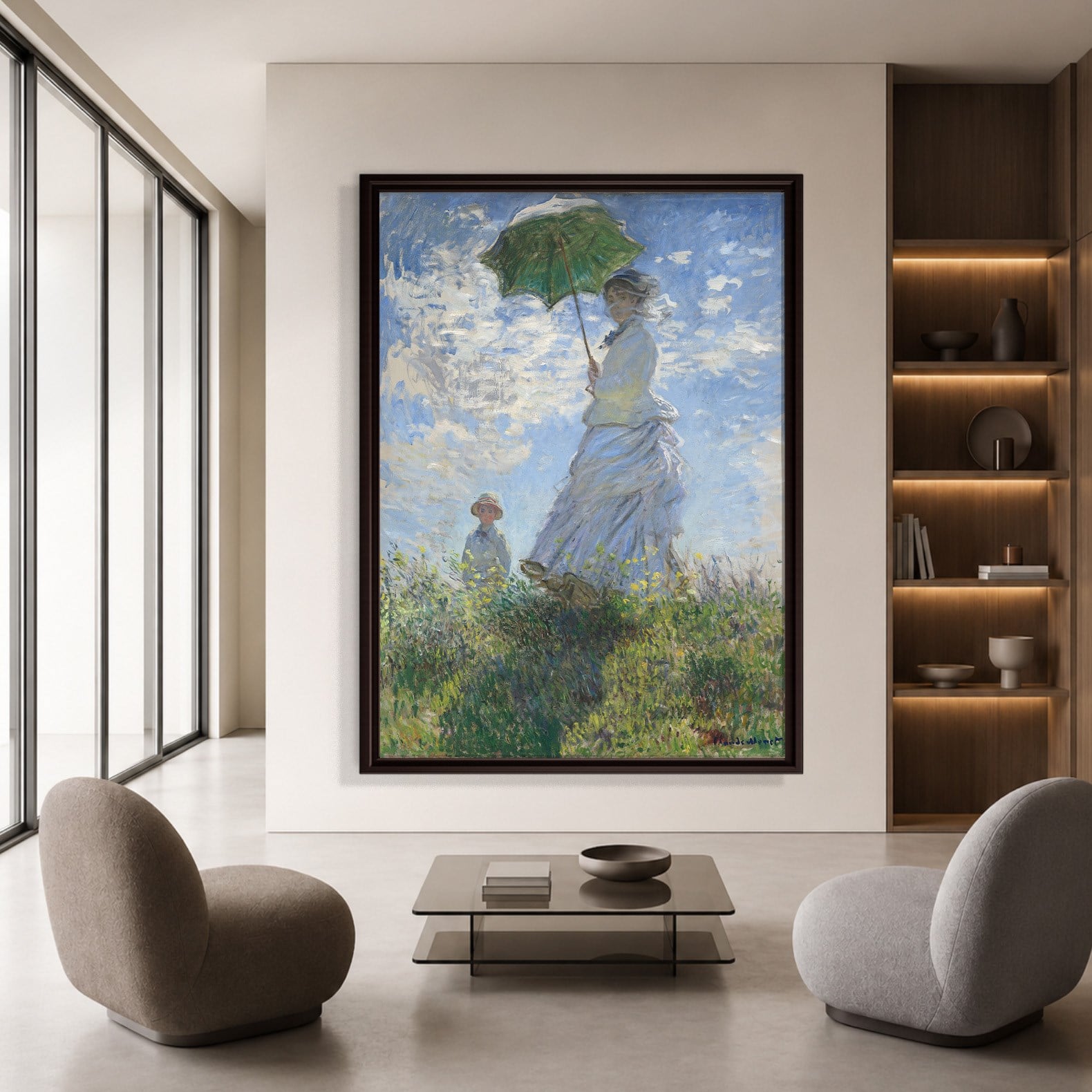 Şemsiyeli Kadın Kanvas Tablo – Claude Monet Woman with a Parasol Empresyonist Sanat Eseri