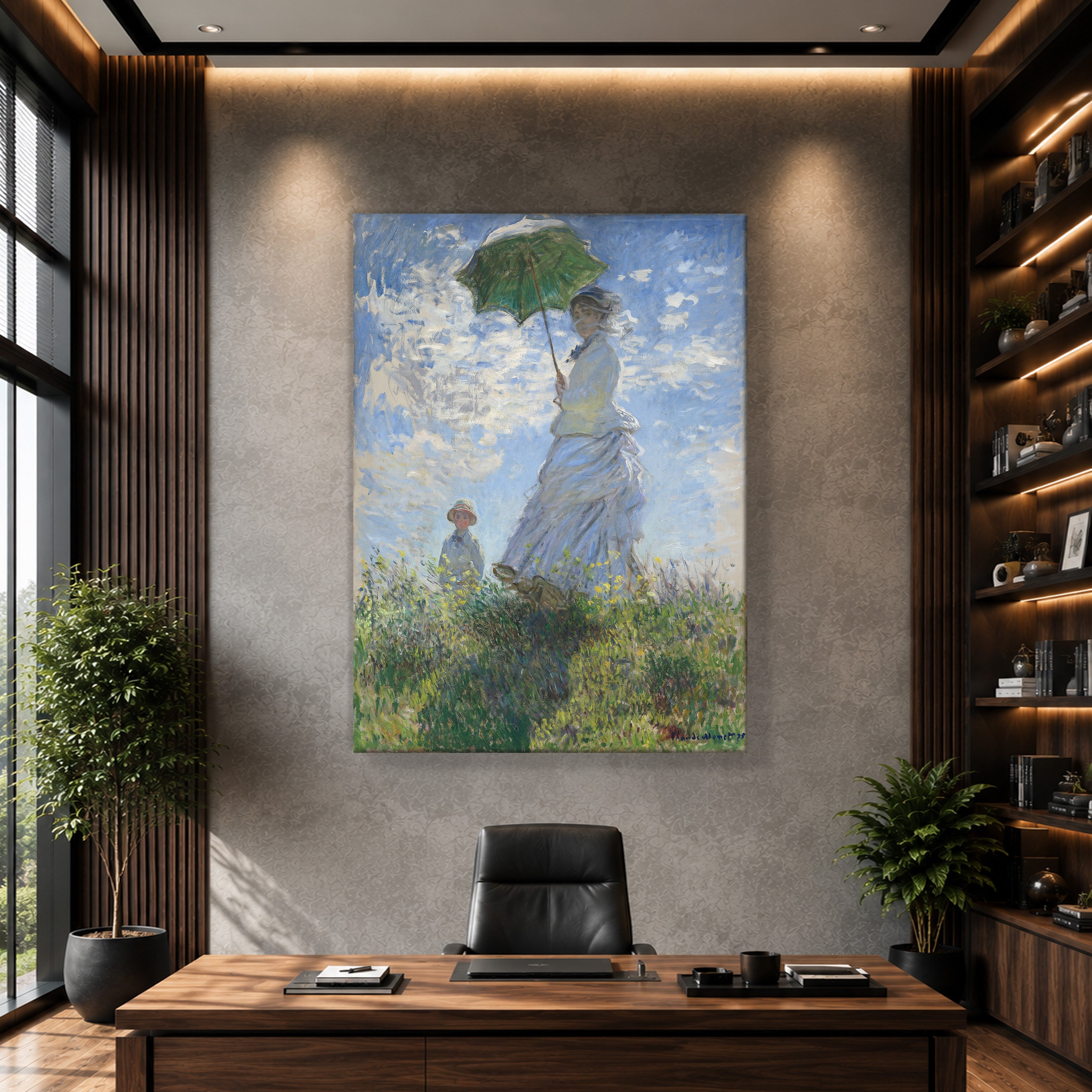 Şemsiyeli Kadın Kanvas Tablo – Claude Monet Woman with a Parasol Empresyonist Sanat Eseri