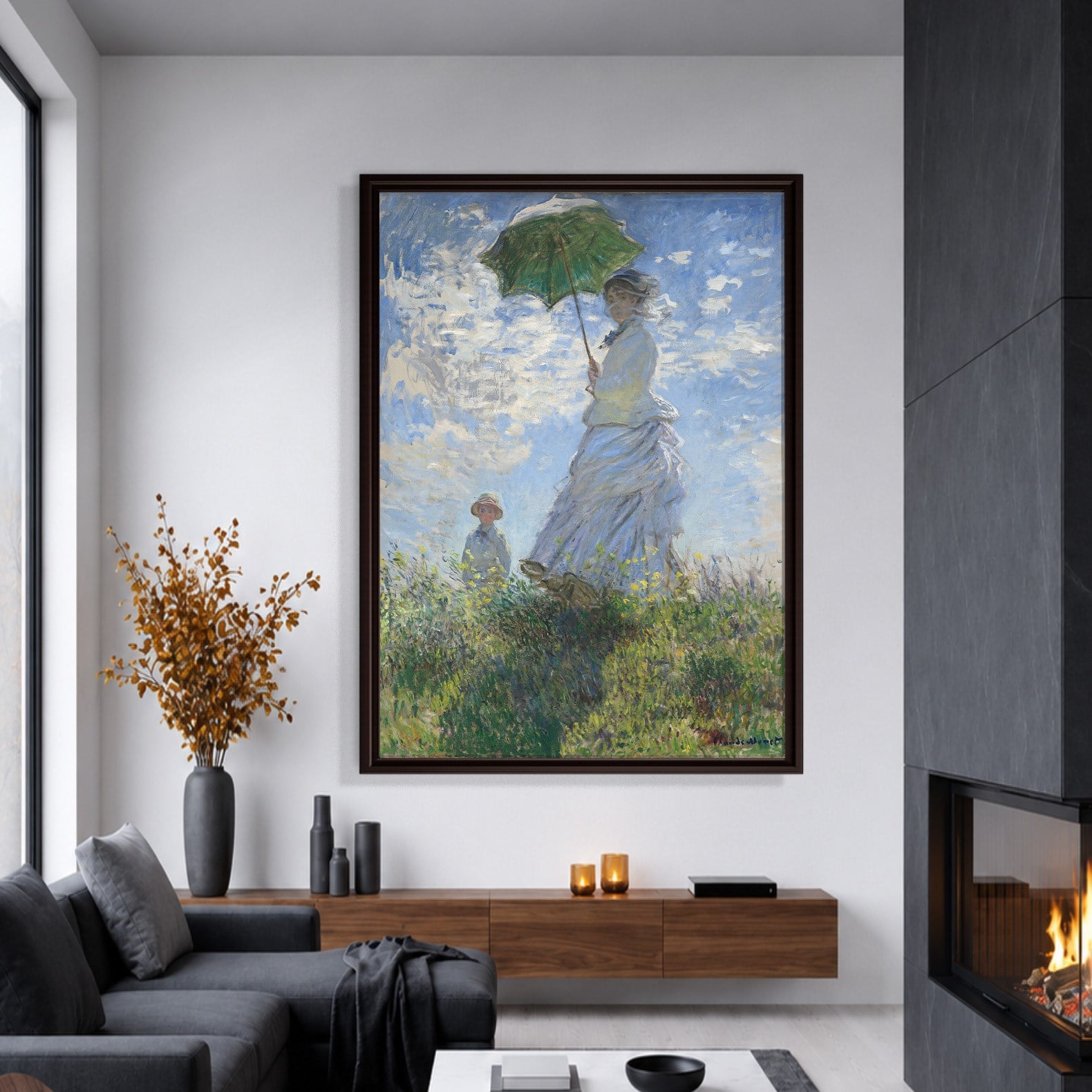 Şemsiyeli Kadın Kanvas Tablo – Claude Monet Woman with a Parasol Empresyonist Sanat Eseri