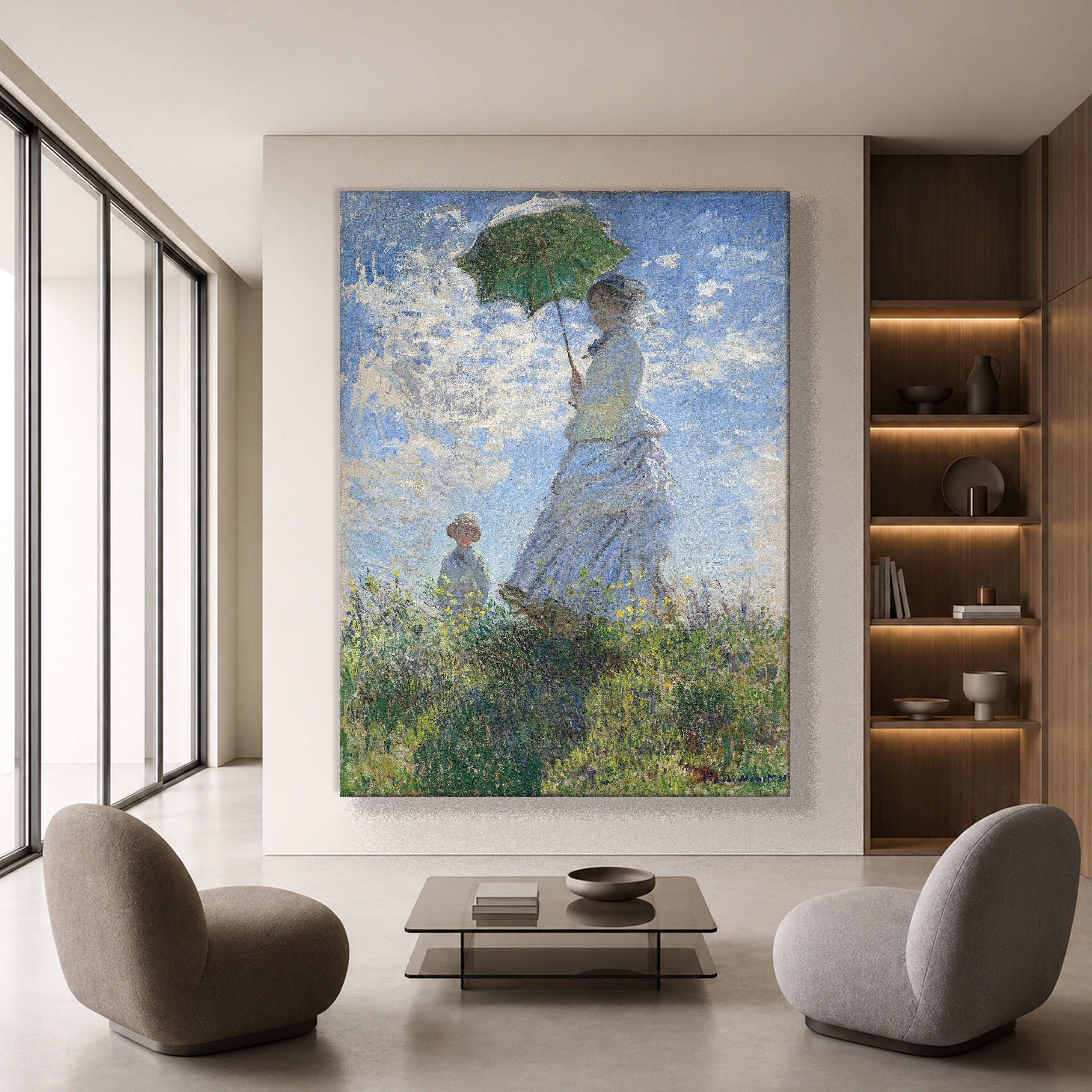 Şemsiyeli Kadın Kanvas Tablo – Claude Monet Woman with a Parasol Empresyonist Sanat Eseri