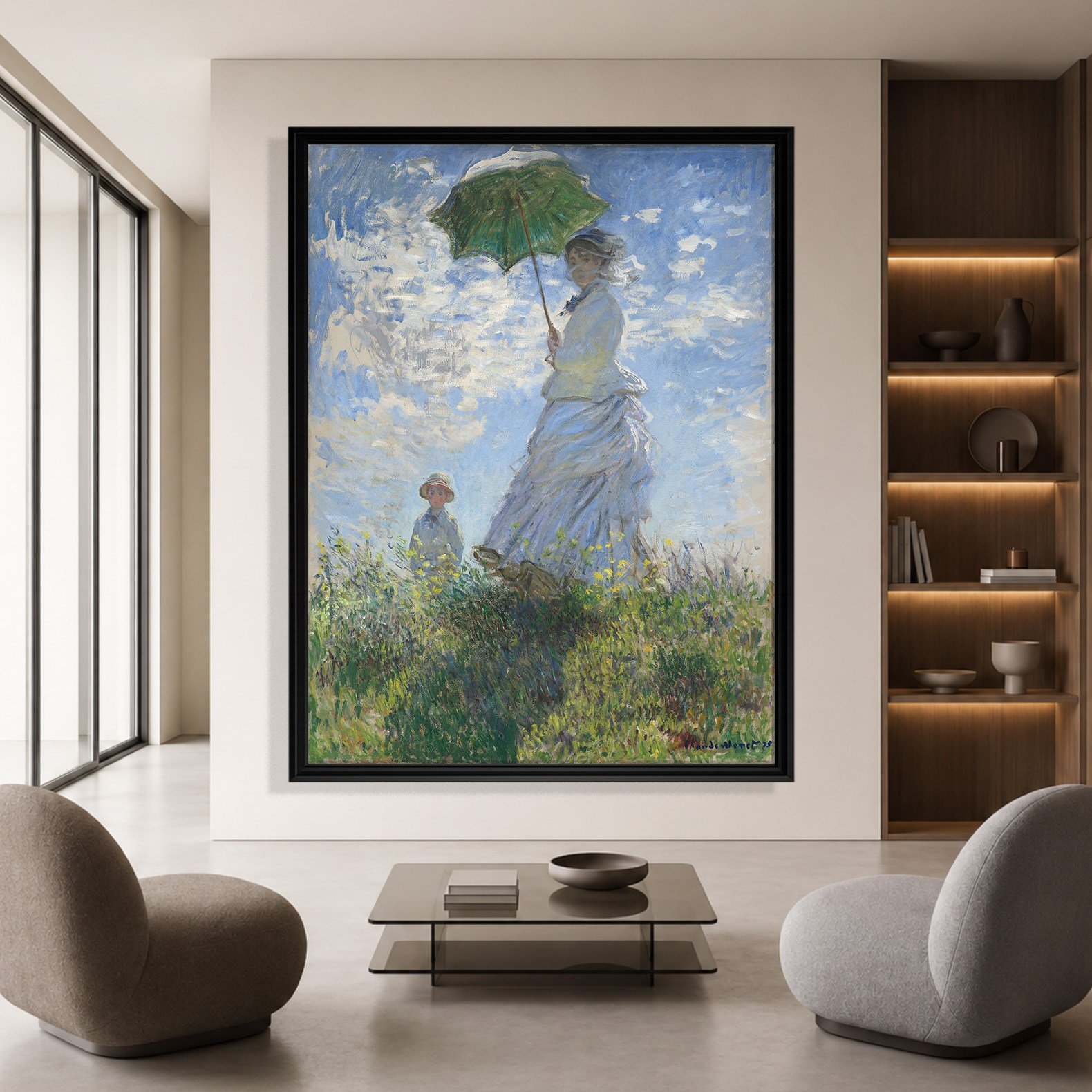 Şemsiyeli Kadın Kanvas Tablo – Claude Monet Woman with a Parasol Empresyonist Sanat Eseri