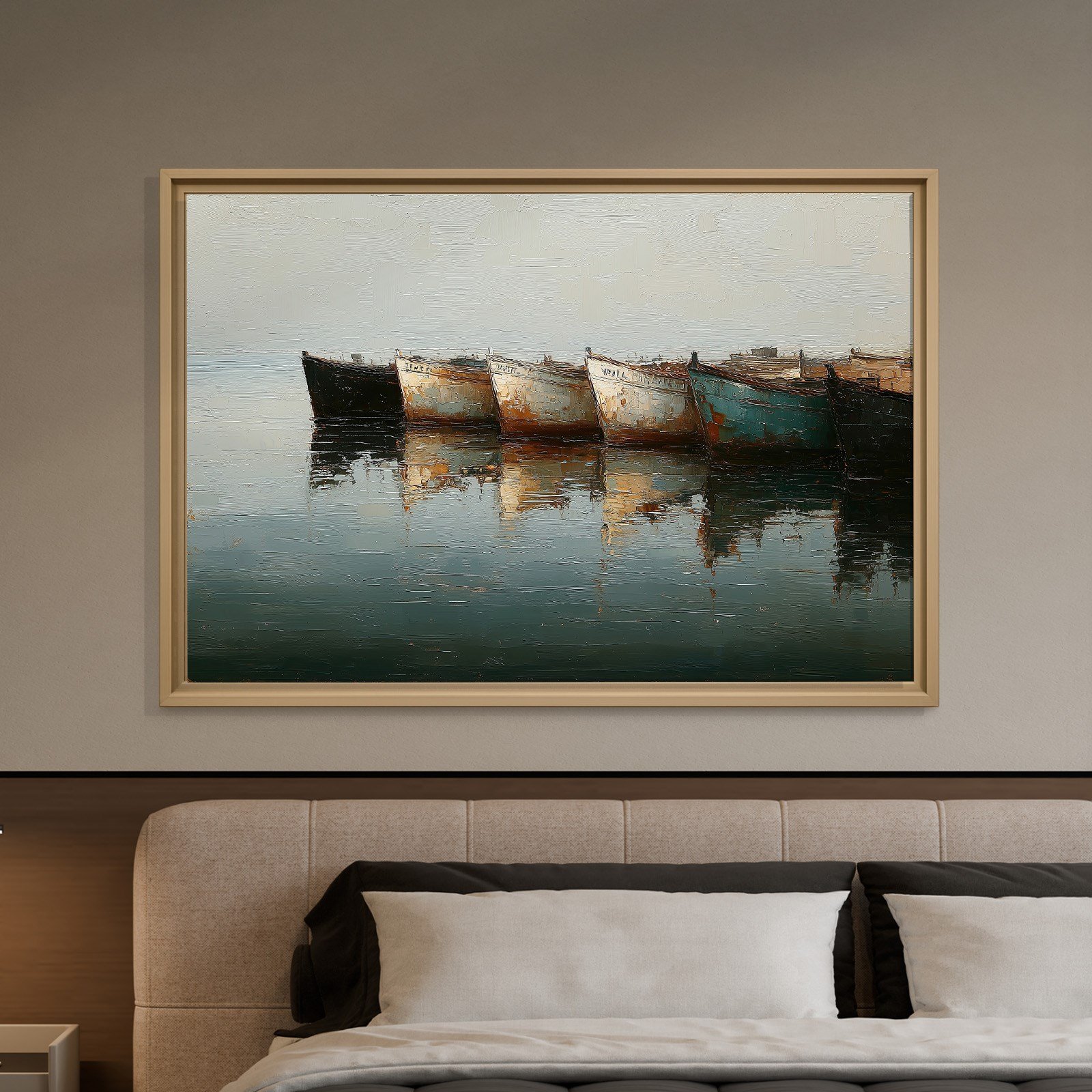 Sessiz Liman – Balıkçı Tekneleri ve Deniz Manzarası Kanvas Tablo