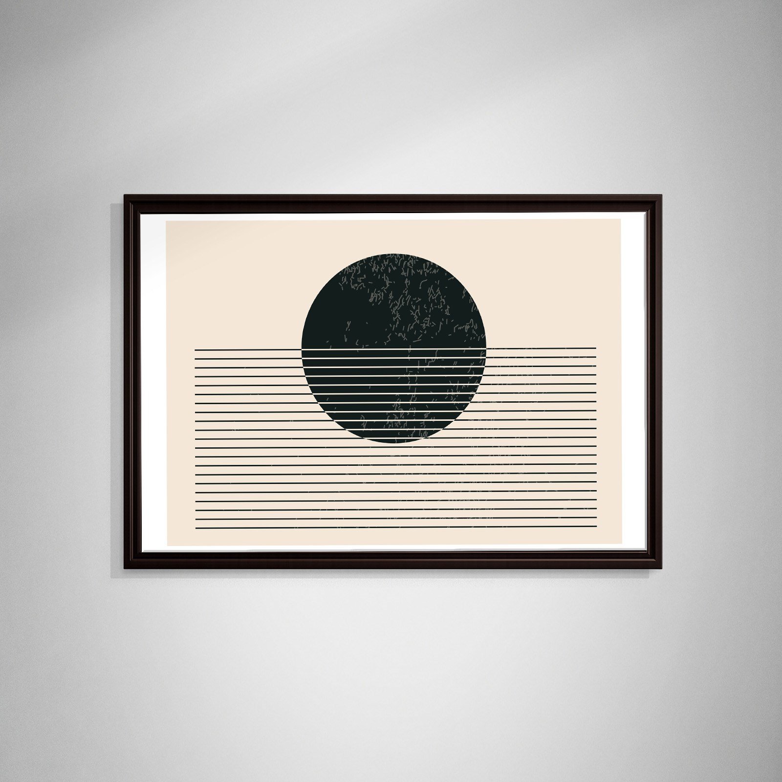 Sessiz Ufuk – Minimalist Siyah Güneş Soyut Kanvas Tablo