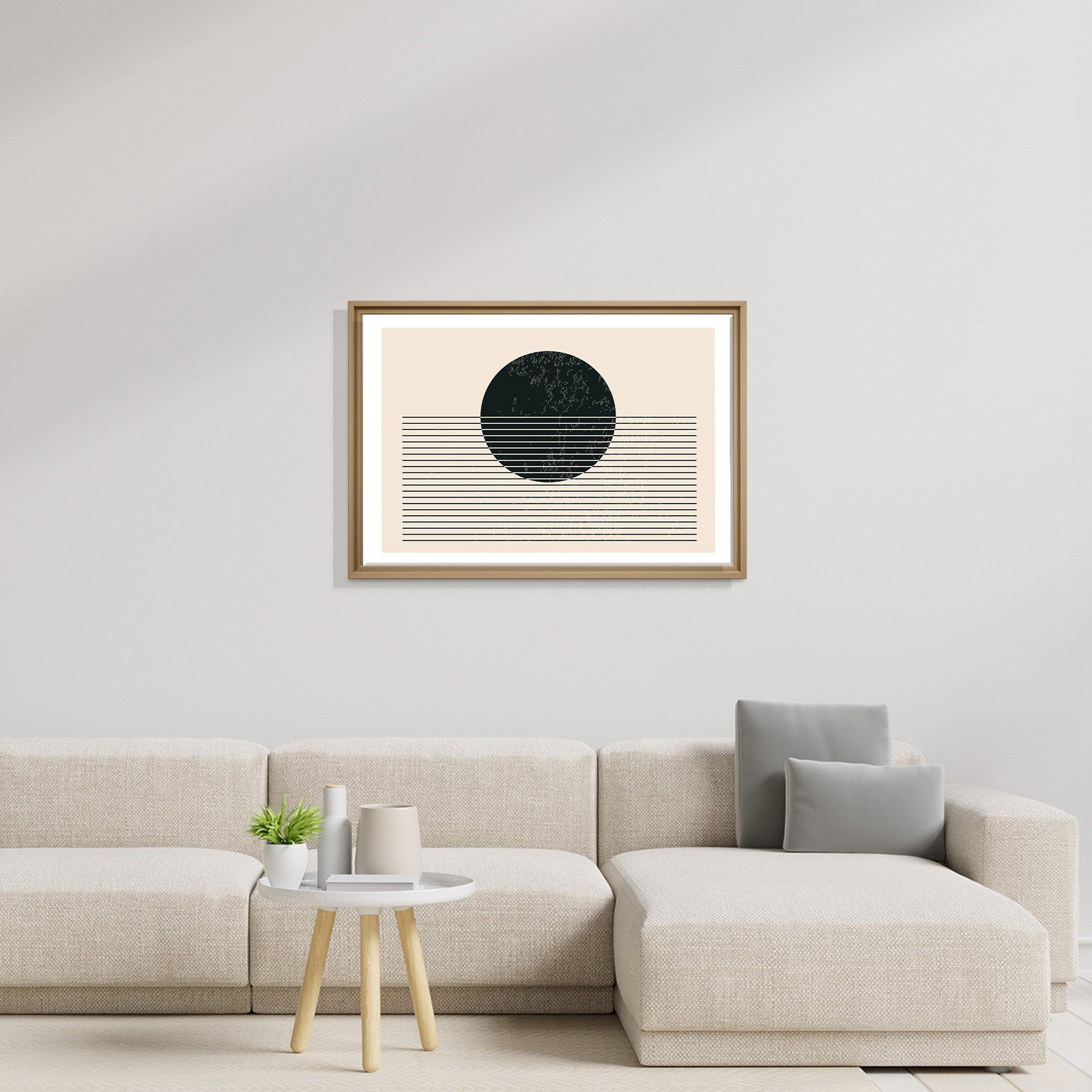 Sessiz Ufuk – Minimalist Siyah Güneş Soyut Kanvas Tablo