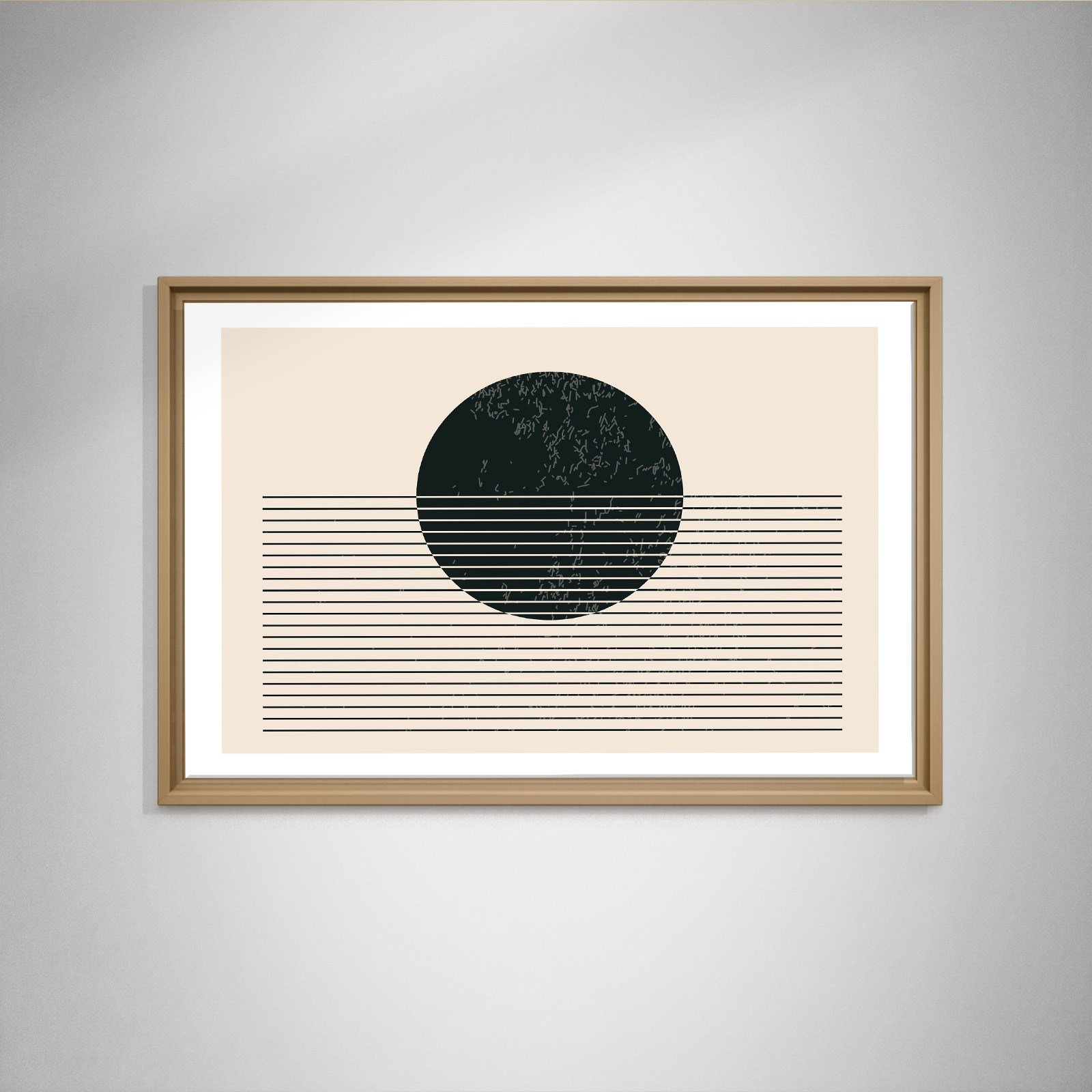 Sessiz Ufuk – Minimalist Siyah Güneş Soyut Kanvas Tablo