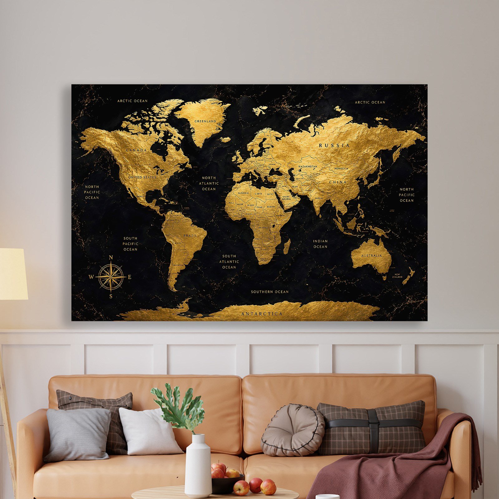 Siyah Altın Dünya Haritası – Luxury World Map Koleksiyonu