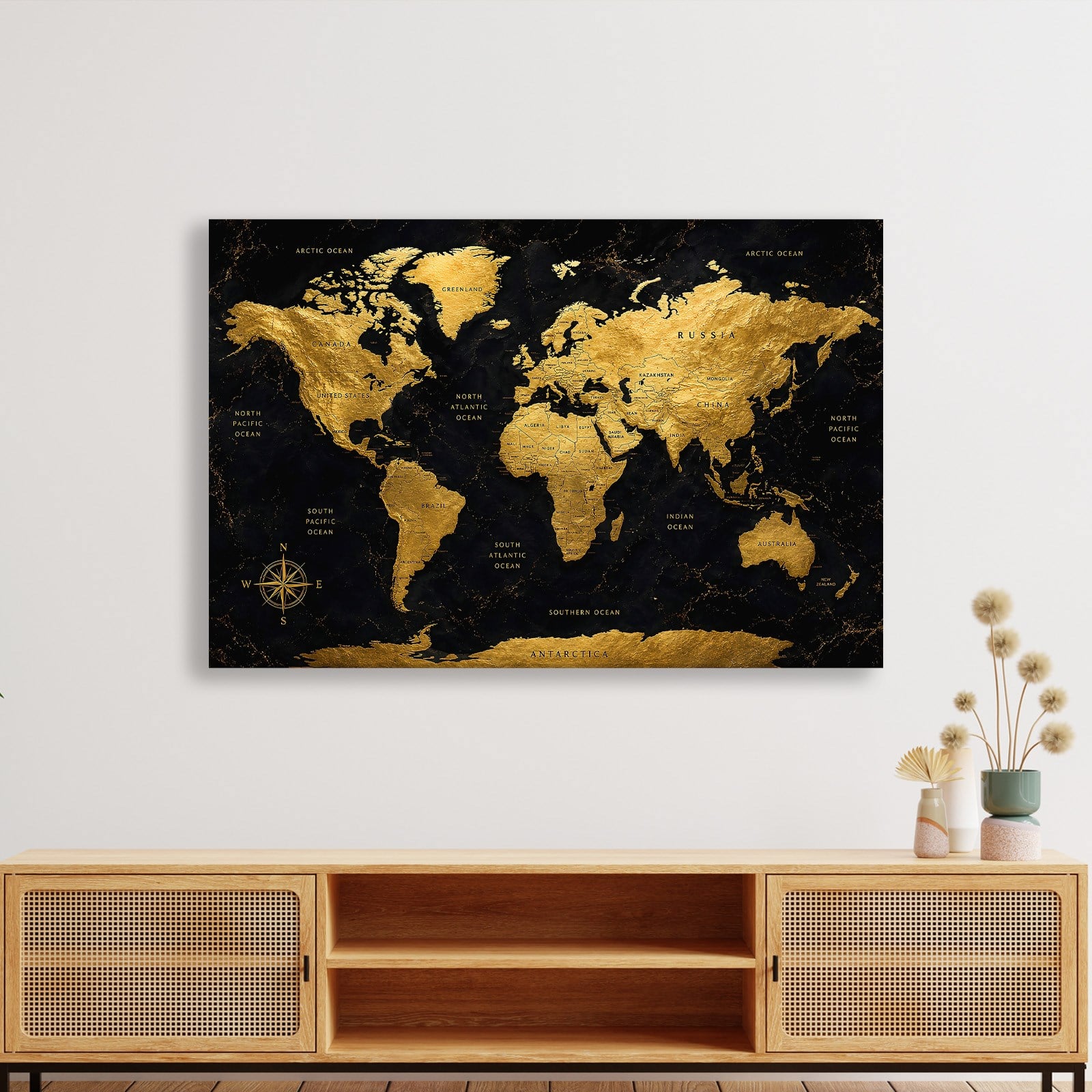 Siyah Altın Dünya Haritası – Luxury World Map Koleksiyonu