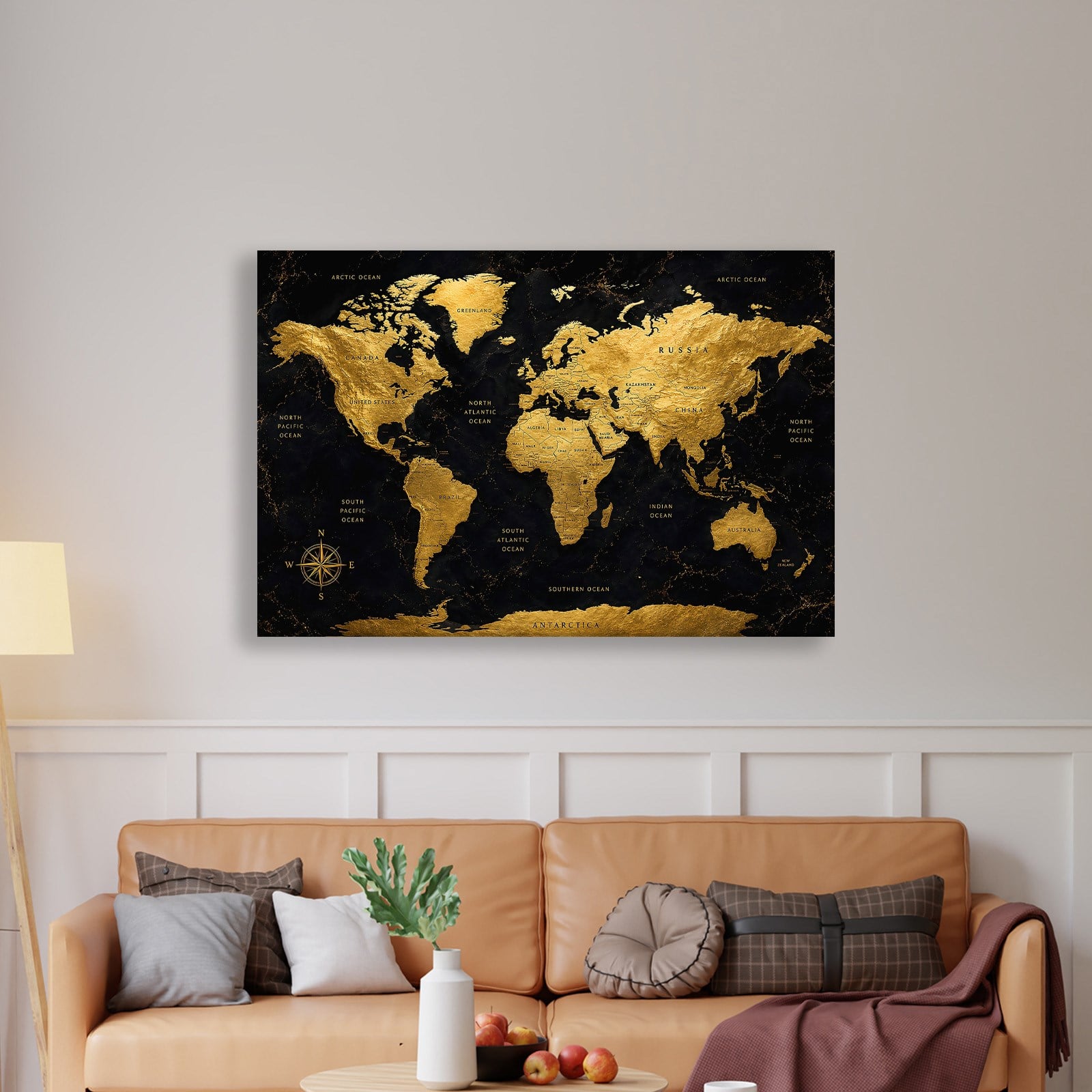 Siyah Altın Dünya Haritası – Luxury World Map Koleksiyonu