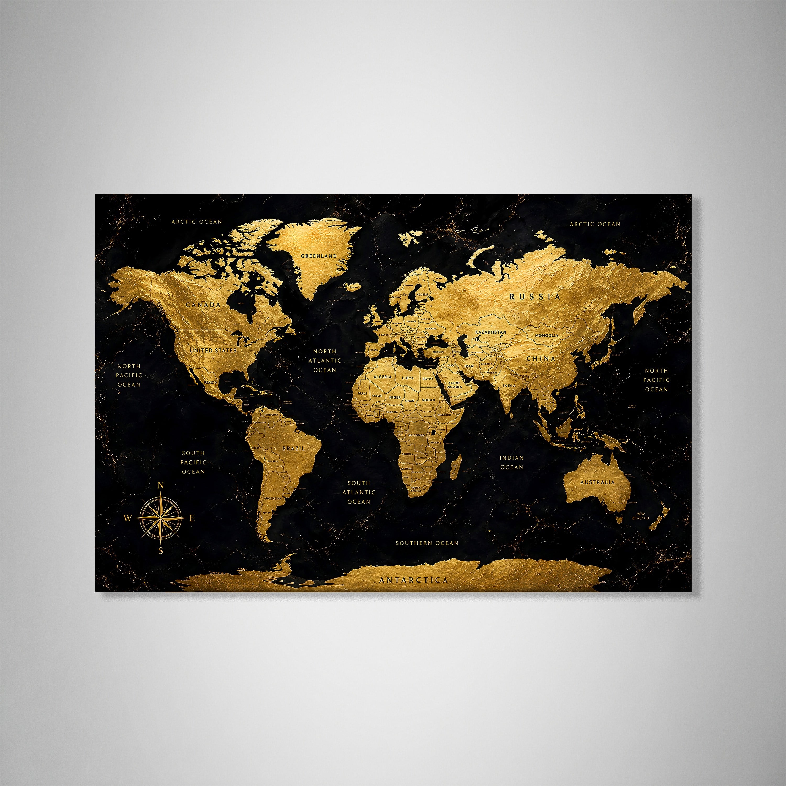 Siyah Altın Dünya Haritası – Luxury World Map Koleksiyonu
