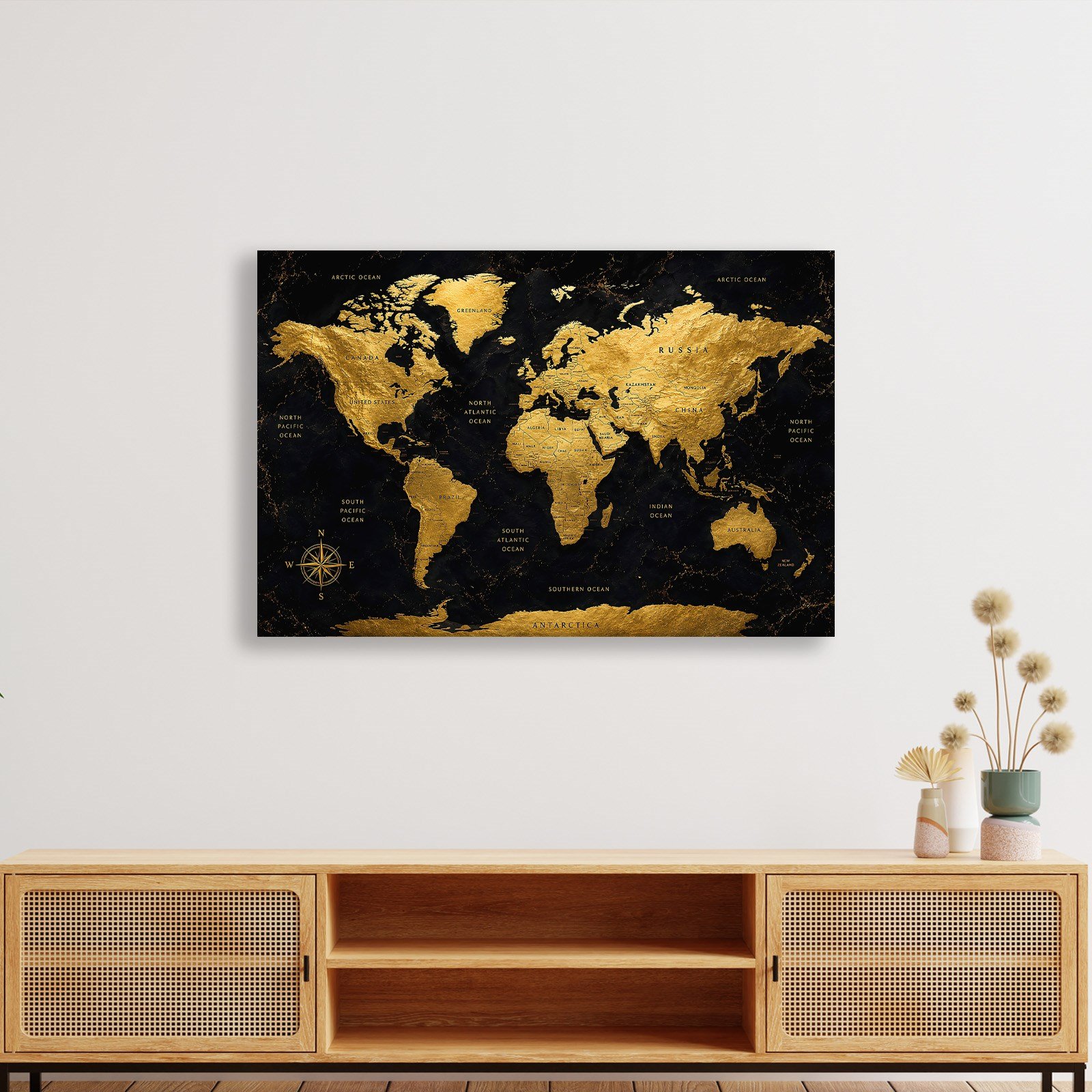 Siyah Altın Dünya Haritası – Luxury World Map Koleksiyonu