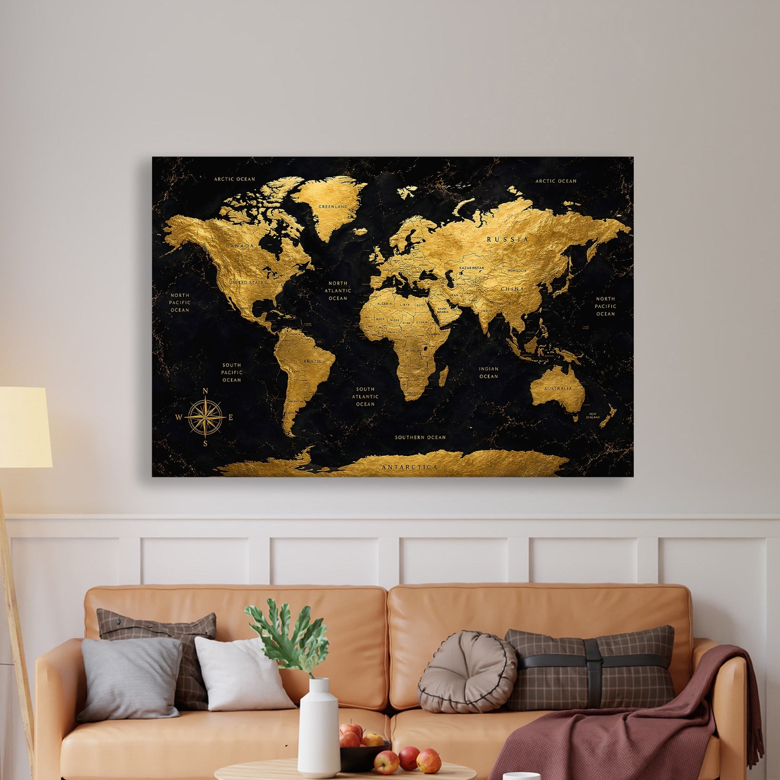 Siyah Altın Dünya Haritası – Luxury World Map Koleksiyonu