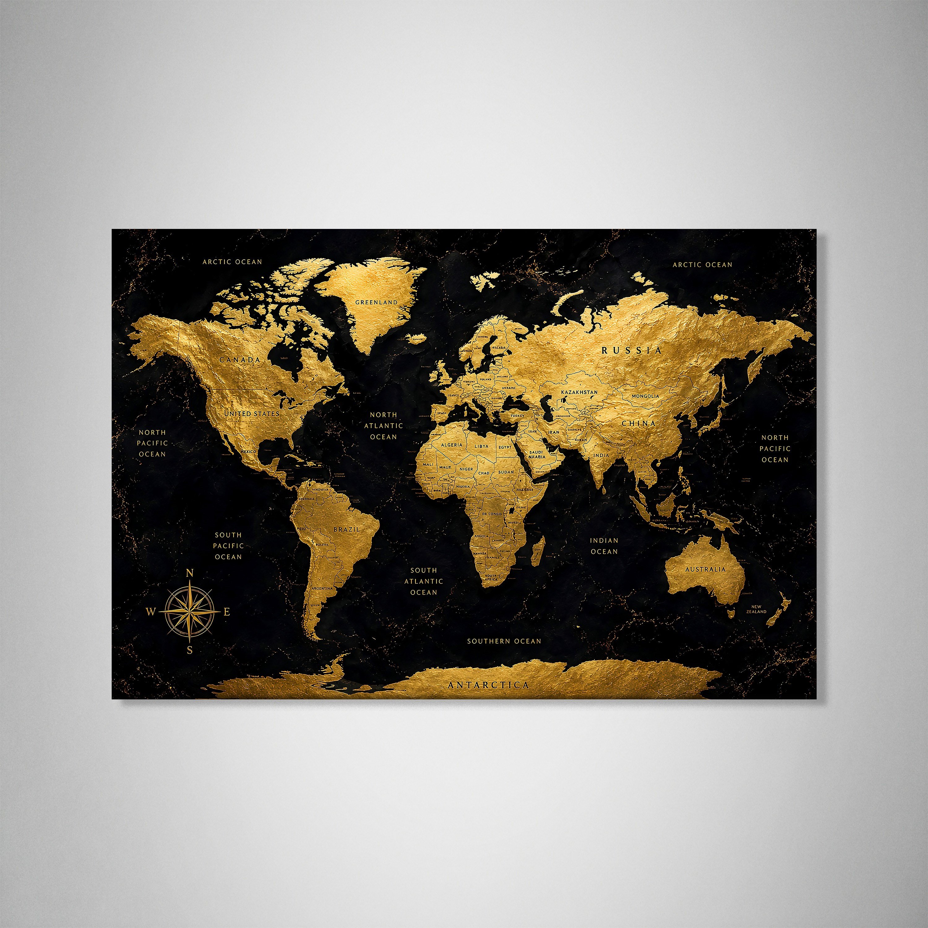 Siyah Altın Dünya Haritası – Luxury World Map Koleksiyonu