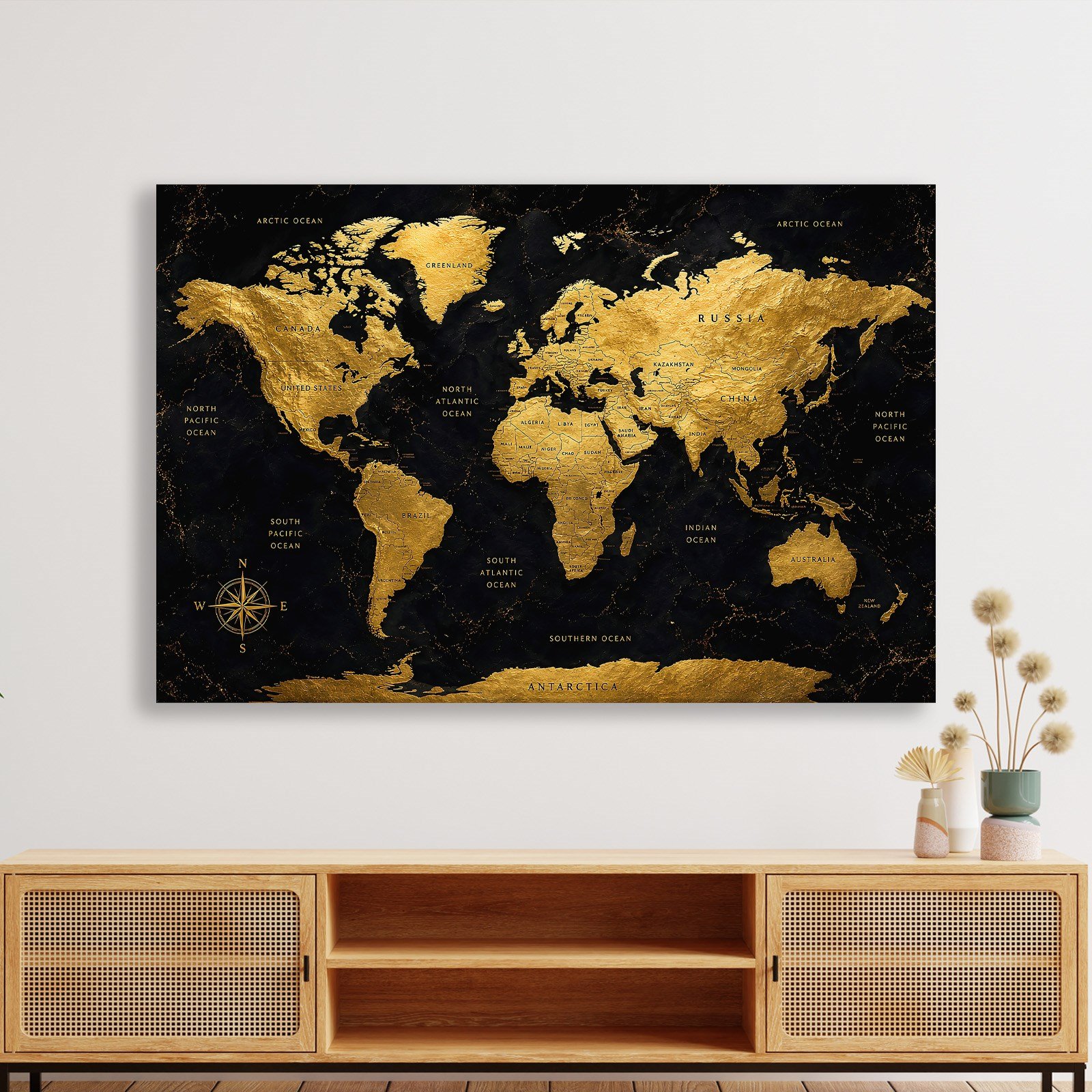 Siyah Altın Dünya Haritası – Luxury World Map Koleksiyonu