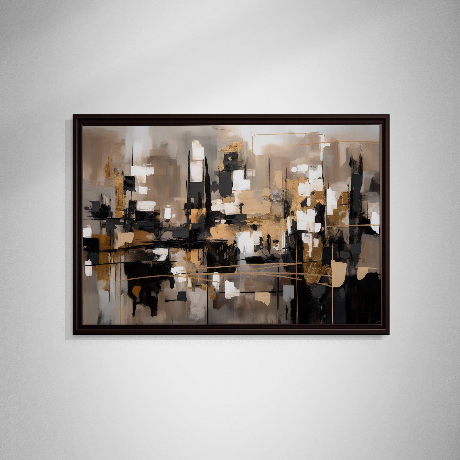 Siyah Bej Altın Soyut Tablo