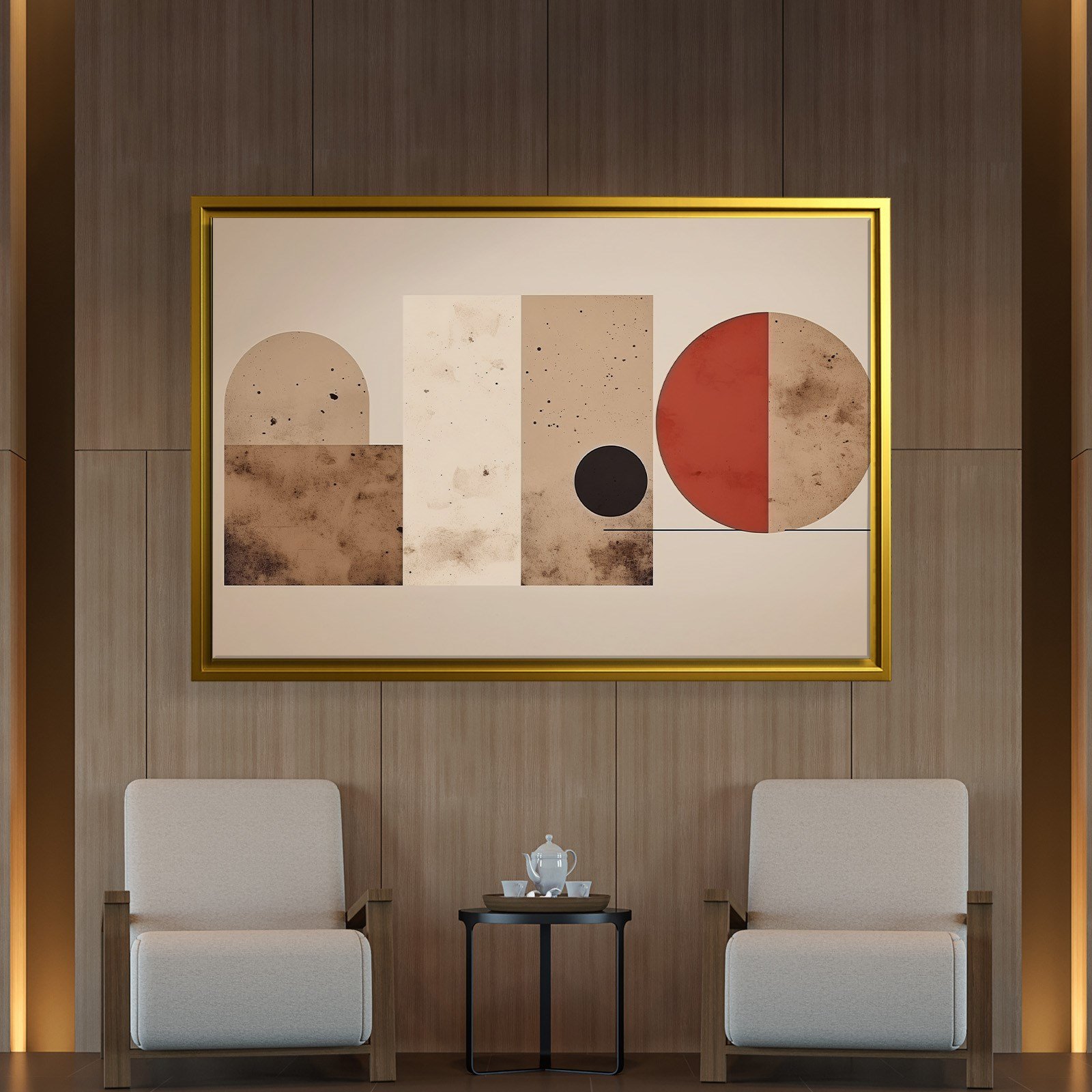 Terracotta Harmoni – Modern Bohem Geometrik Kanvas Tablo